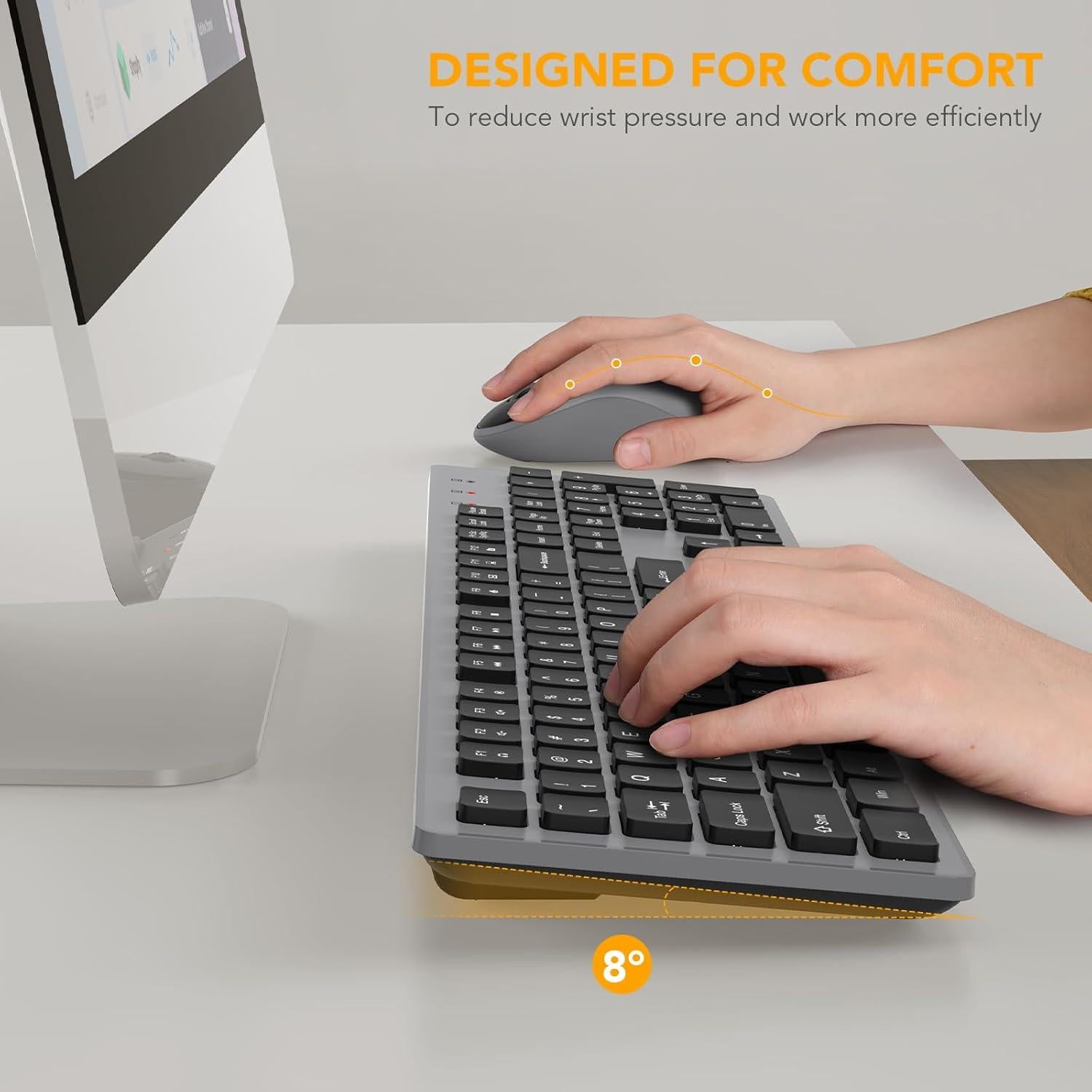 Combo Teclado y Ratón Inalámbricos WisFox USB Silencioso