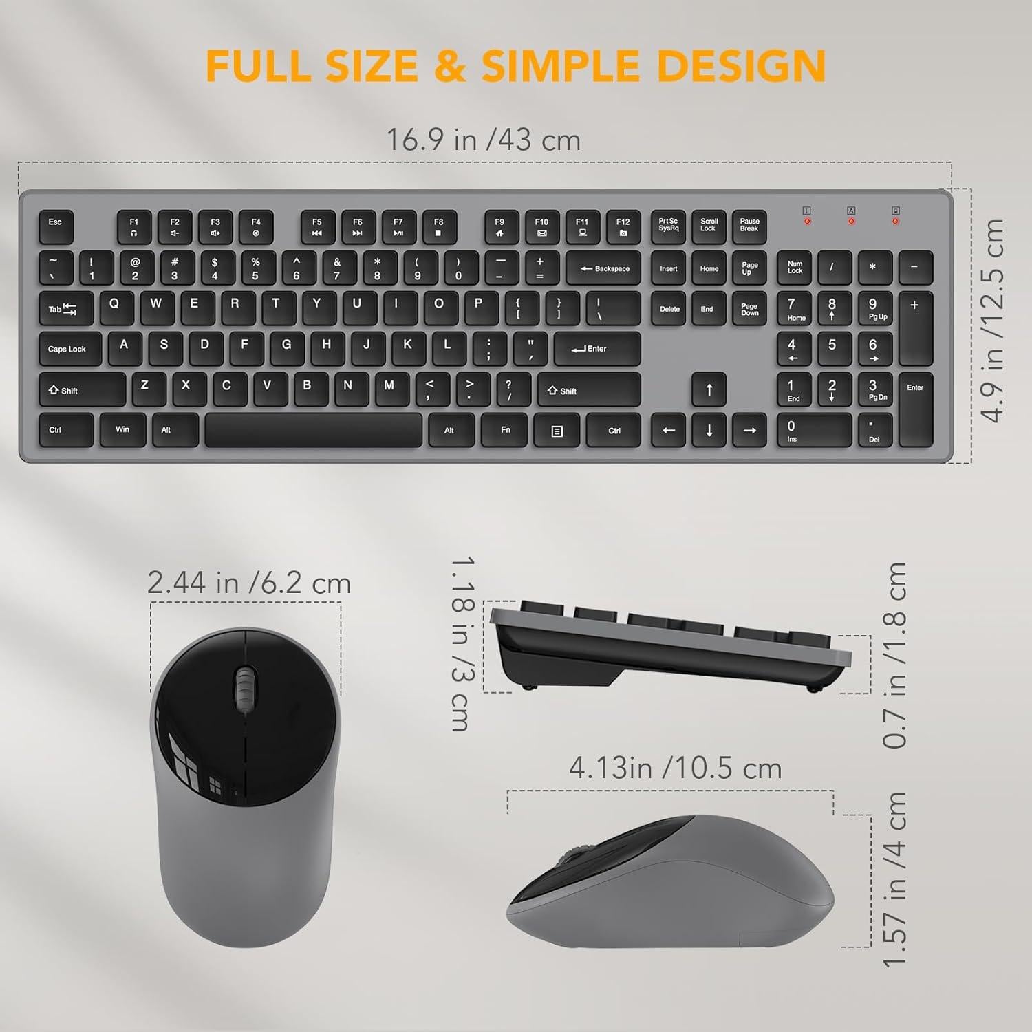 Combo Teclado y Ratón Inalámbricos WisFox USB Silencioso