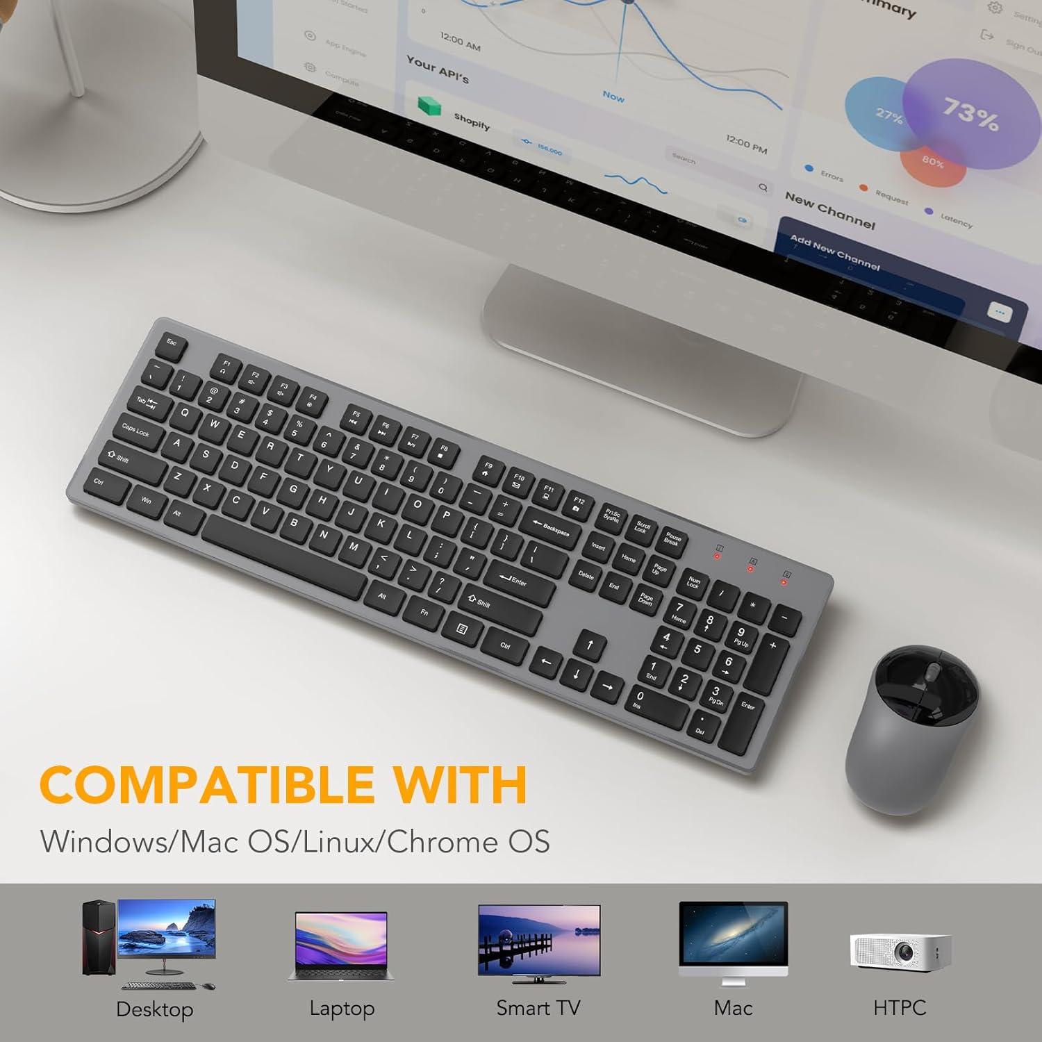 Combo Teclado y Ratón Inalámbricos WisFox USB Silencioso