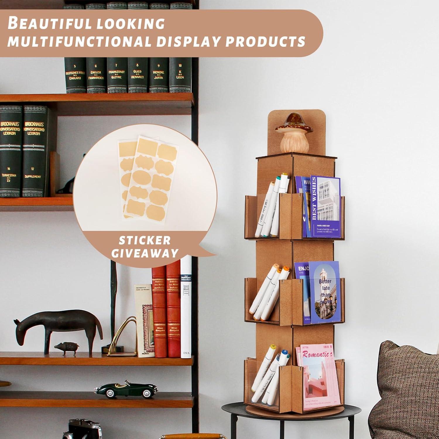 Soporte de Exhibición Rotativo Natheeph 3 Niveles Marrón