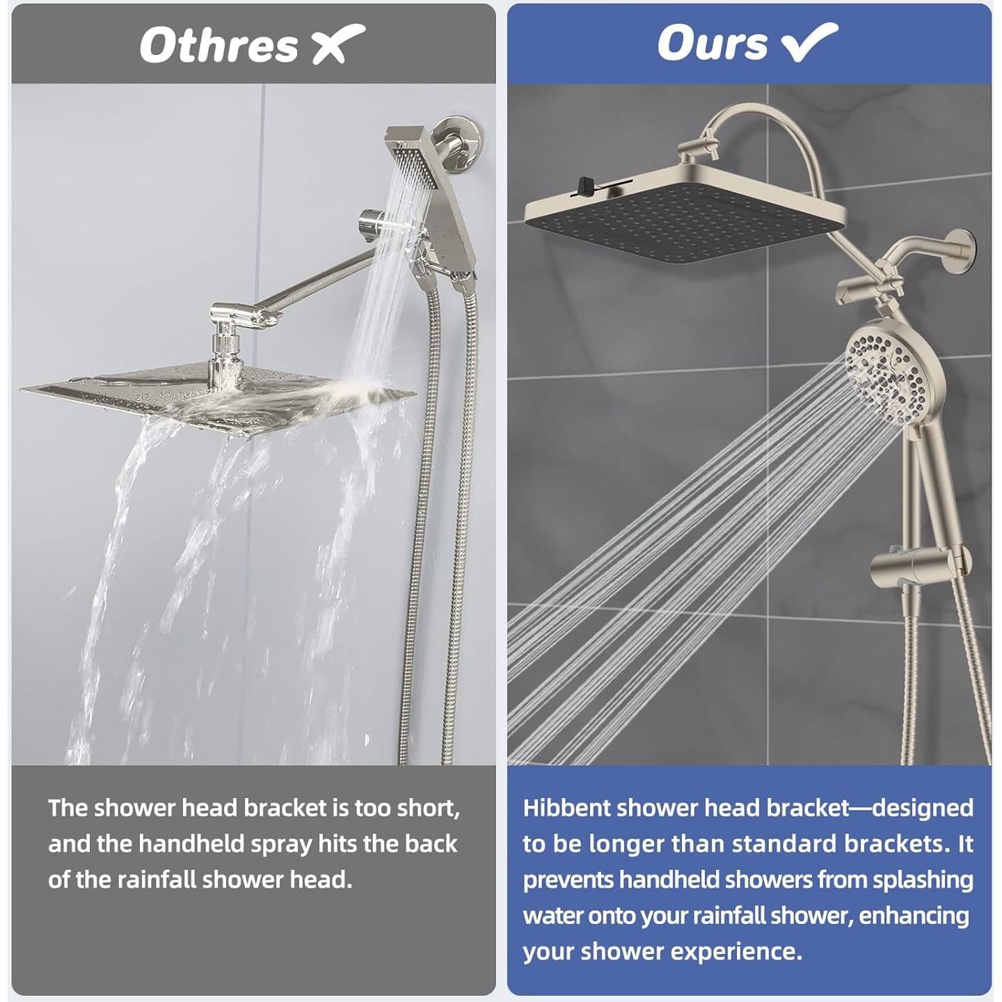 Combo Cabezal de Ducha Hibbent 33 cm Alta Presión 5 Modos