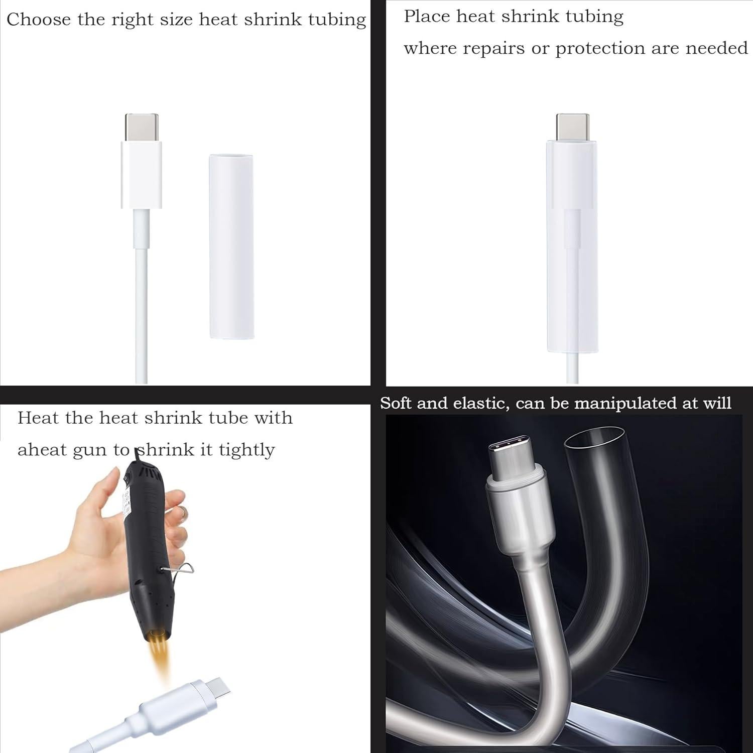 Paquete de 10 Protectores de Cable Transparentes TOPNI 8mm x 60mm