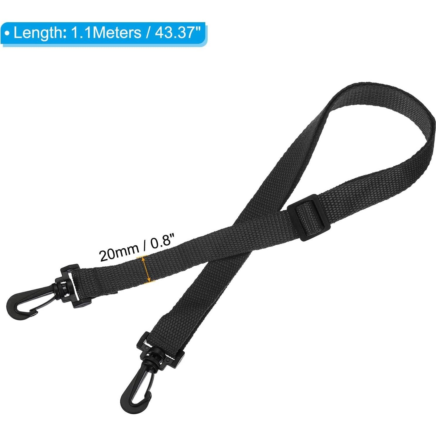 Correa de Hombro Ajustable PATIKIL 20mm x 1.1m Negro - 2 Clips
