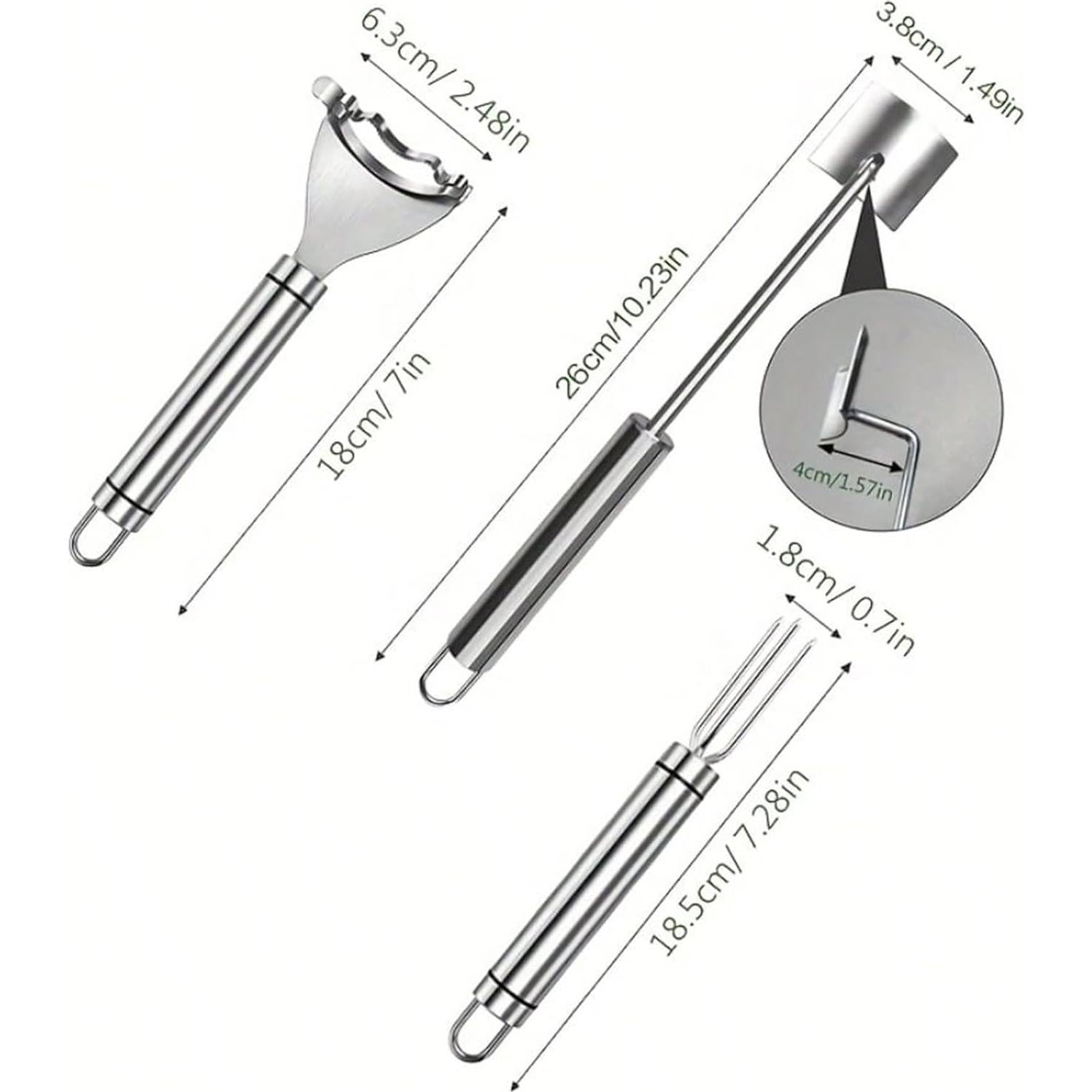 Juego de Peladores de Maíz 3 Pcs Juyght Acero Inoxidable