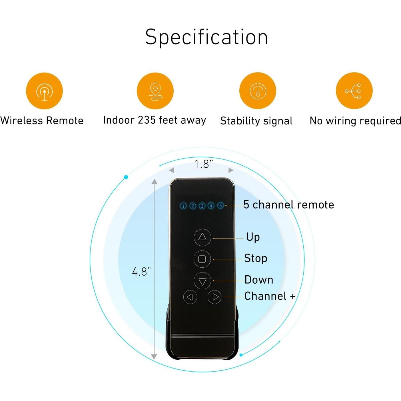 Control Remoto Rollerhouse 5 Canales RF 433.92 para Persianas