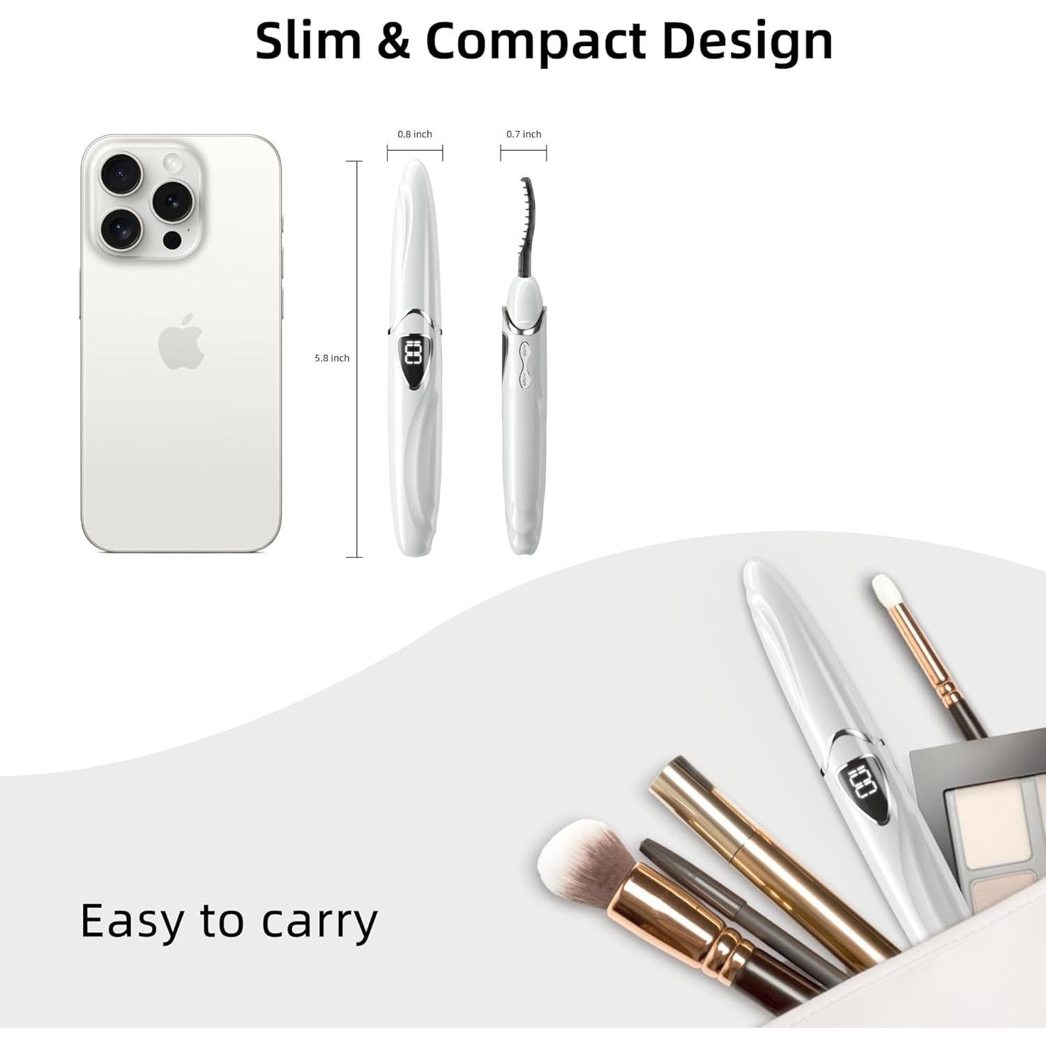 Rizador de Pestañas Eléctrico ZAPAL S600 Blanco Plata 24H