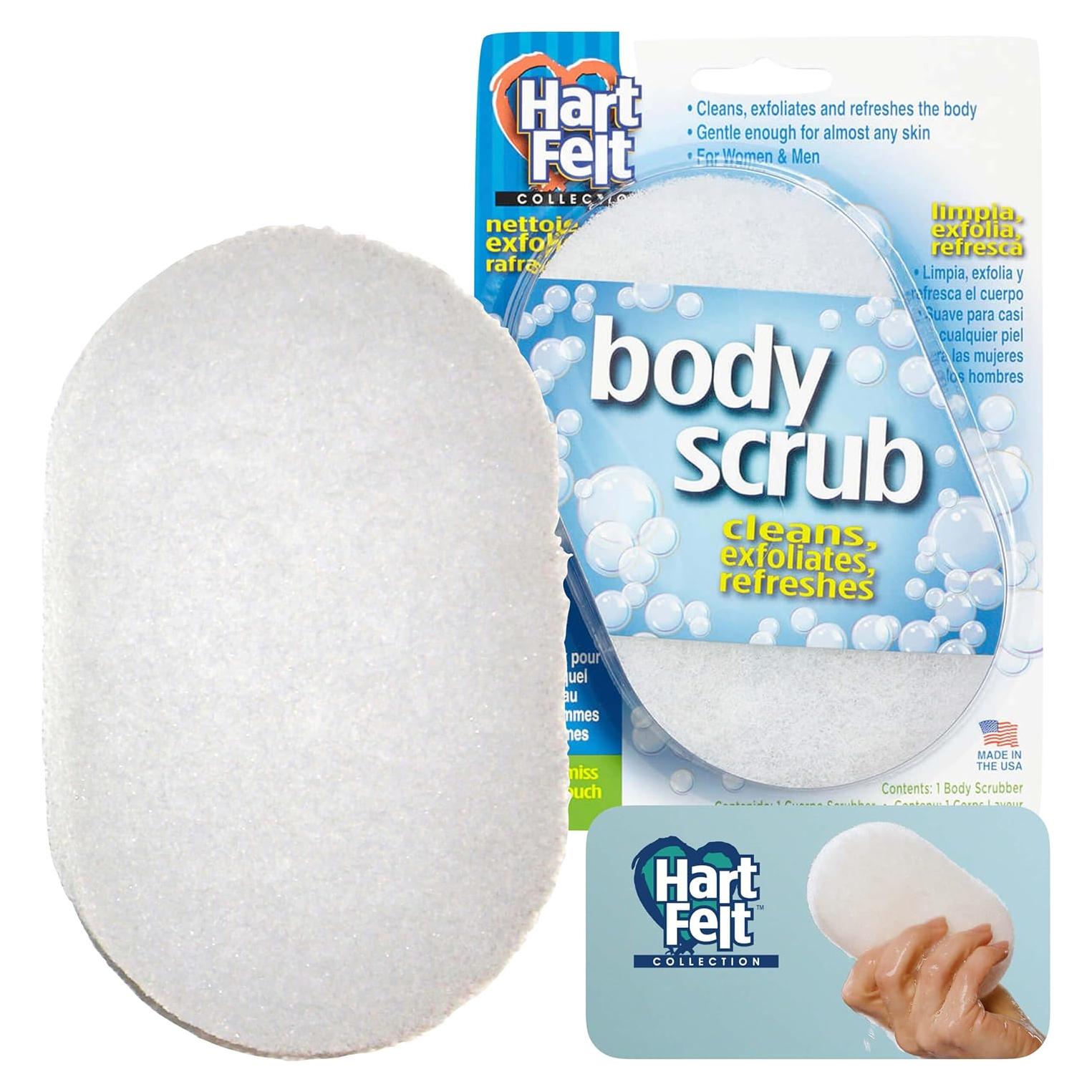 HartFelt Bath Sponge | Soft Exfoliating Body Sponge for Dead Skin | Chemical-Free Bath Scrubber for Body | Cleanses Skin from Dirt & Excess Oil | Made in USA - 1 Count