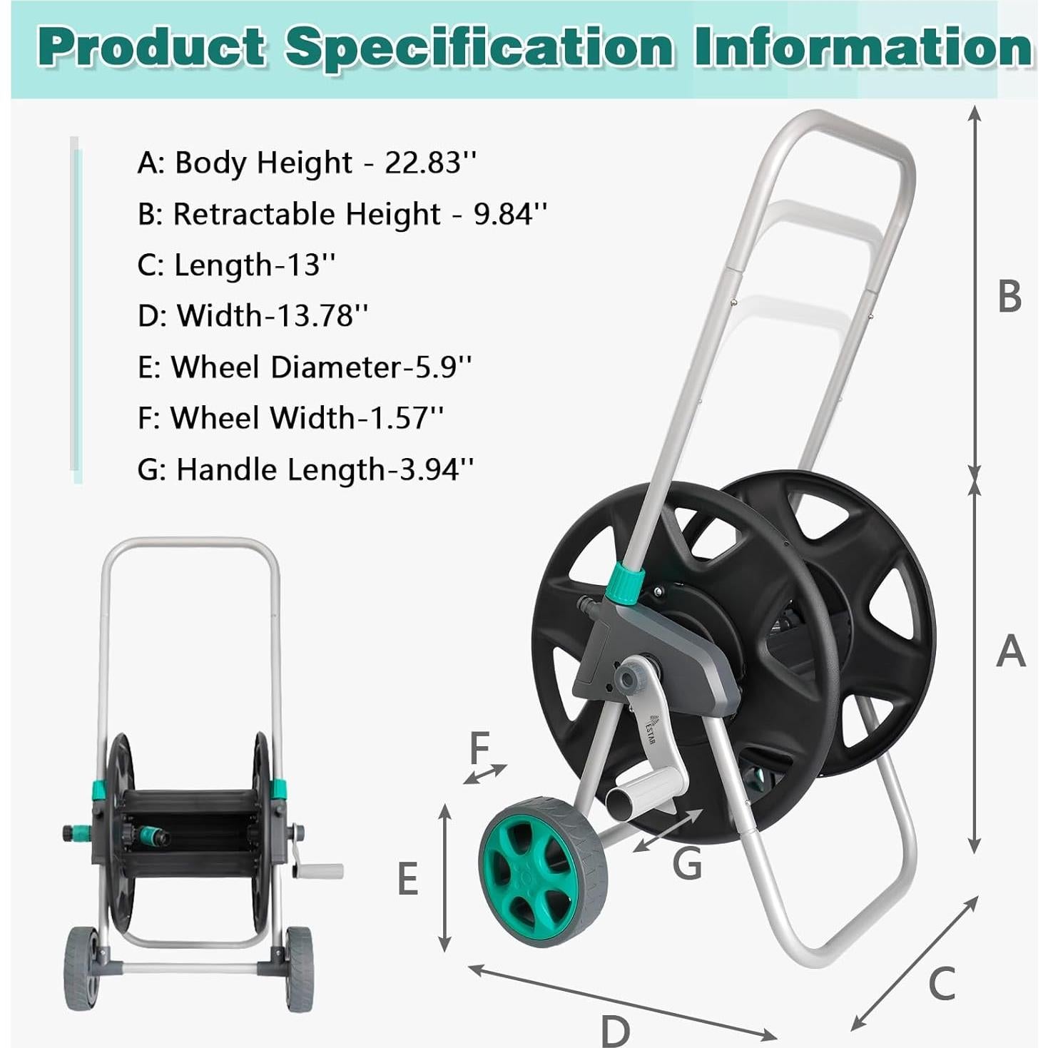 Carro de Manguera de Jardín YESTAR 30m 1.9cm Ajustable