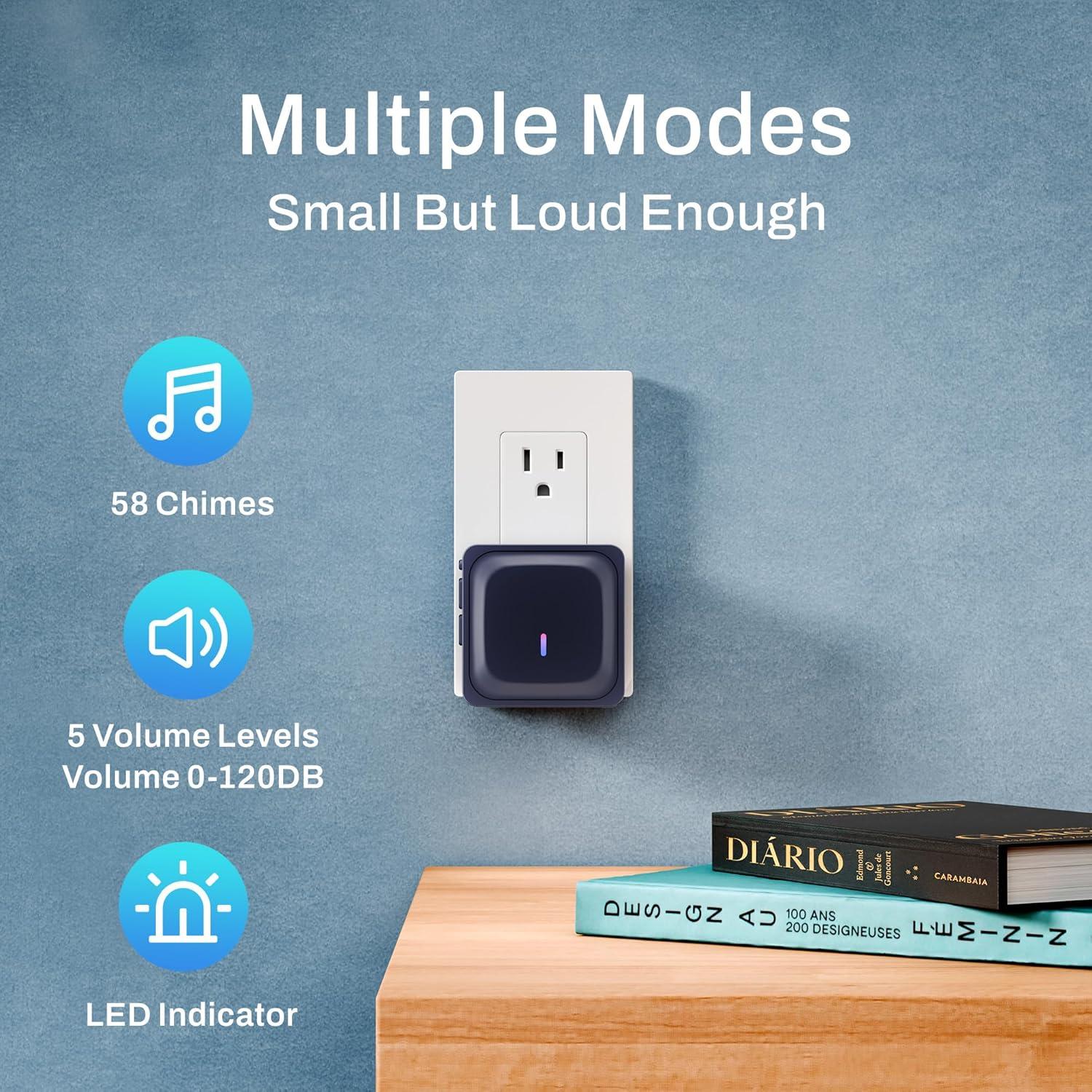 Timbre Inalámbrico BN-LINK IP55, 300m, 58 Melodías, Negro