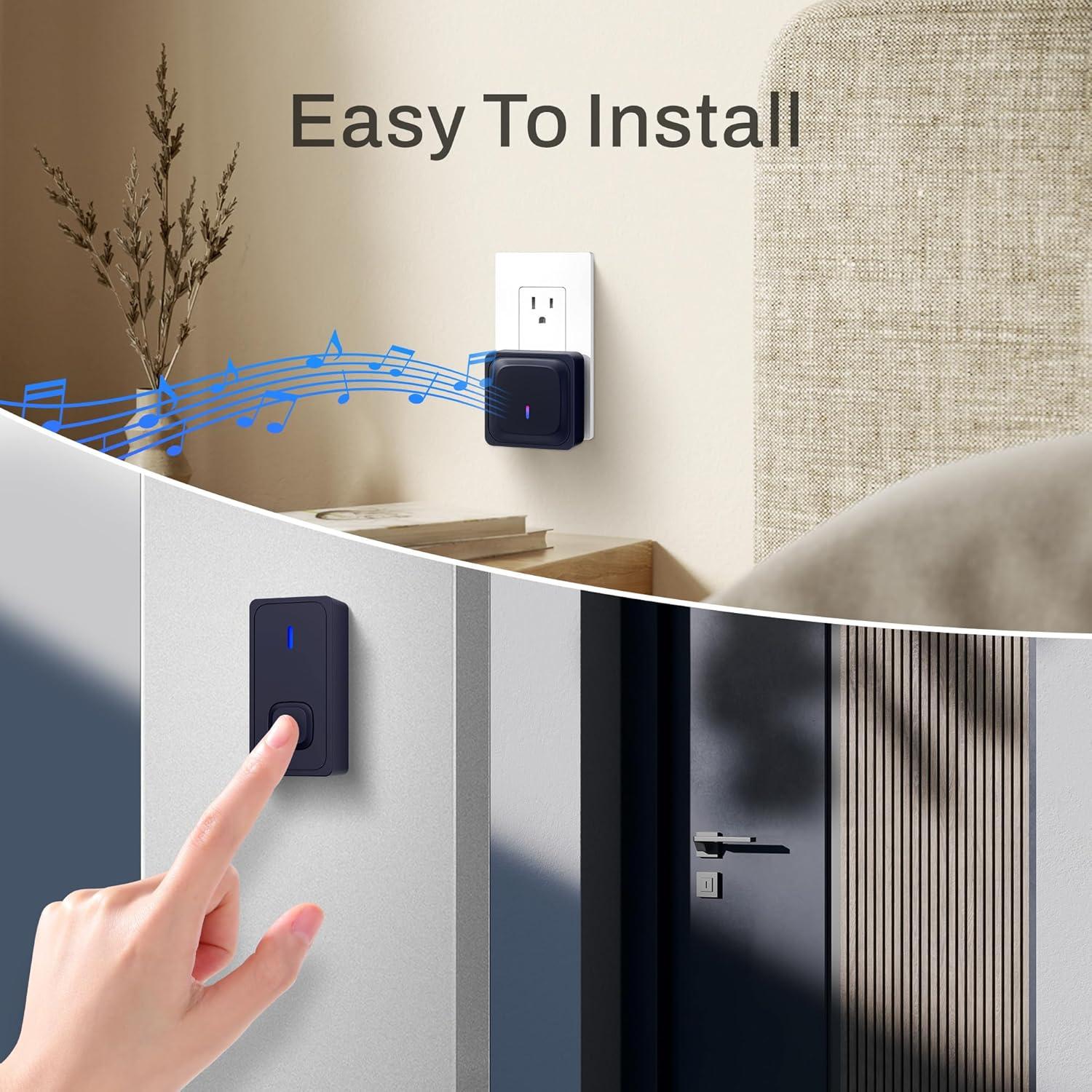 Timbre Inalámbrico BN-LINK IP55, 300m, 58 Melodías, Negro