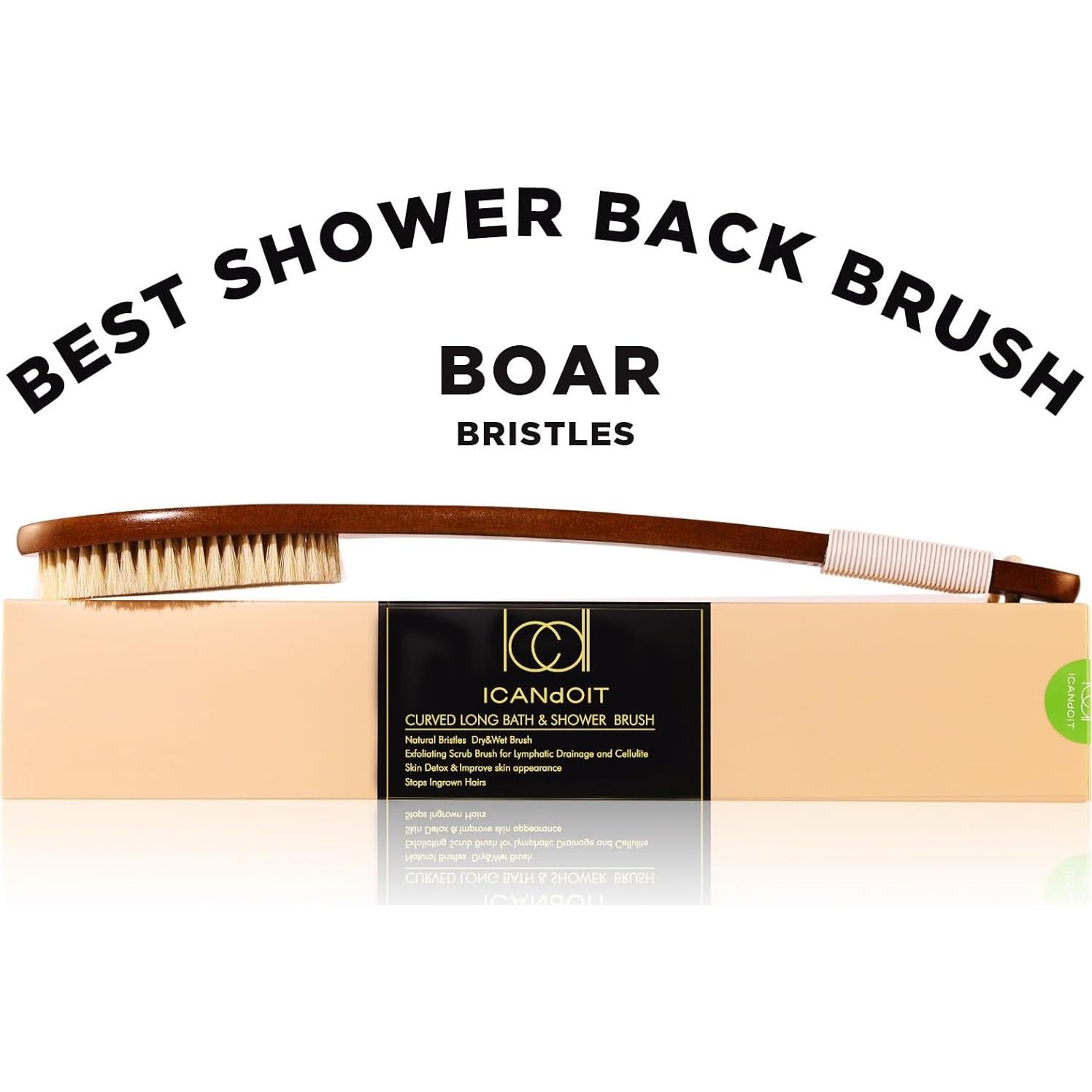 Cepillo de Baño ICANdOIT con Cerdas de Jabalí 45 cm Antideslizante