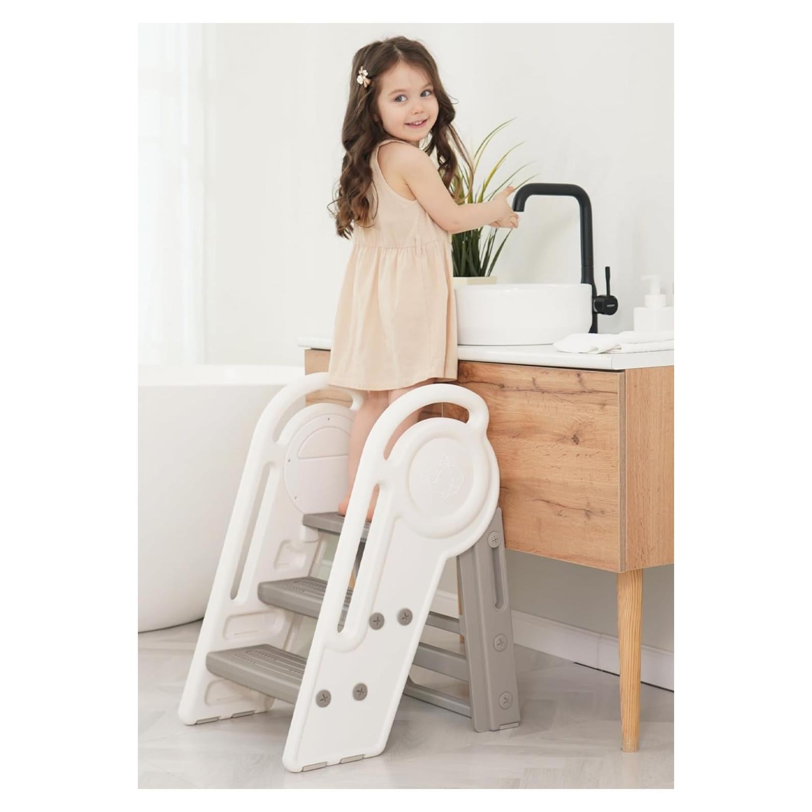 Taburete Plegable Ajustable Harwaya 3 Pasos Niños 40.9 cm