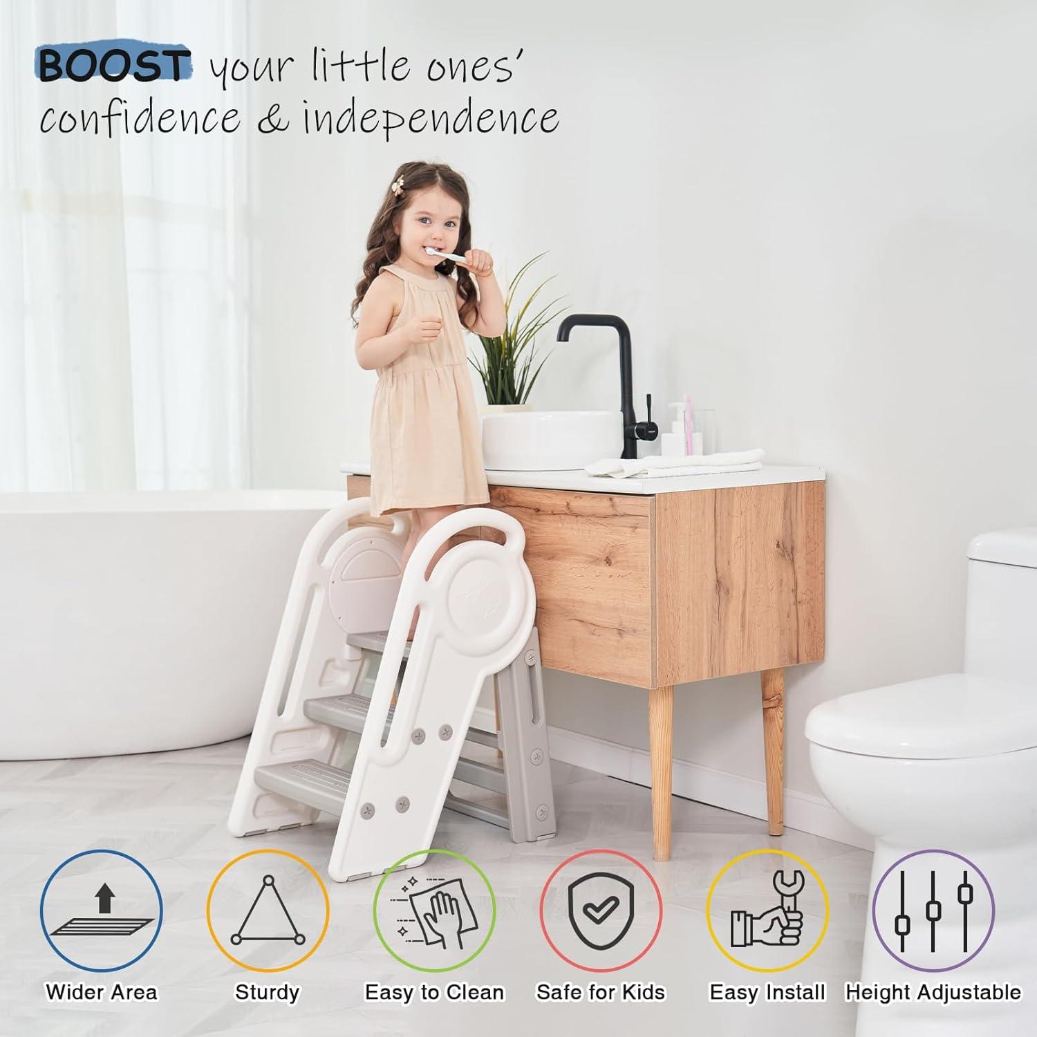 Taburete Plegable Ajustable Harwaya 3 Pasos Niños 40.9 cm