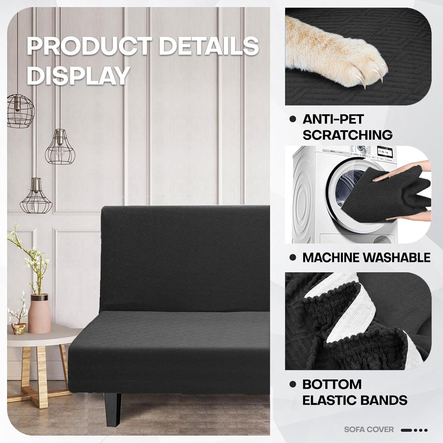 Funda de Futón ZNSAYOTX Ajustable 170-210cm Negro Antideslizante