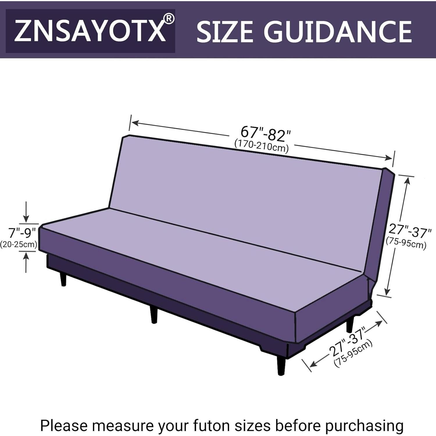 Funda de Futón ZNSAYOTX Ajustable 170-210cm Negro Antideslizante