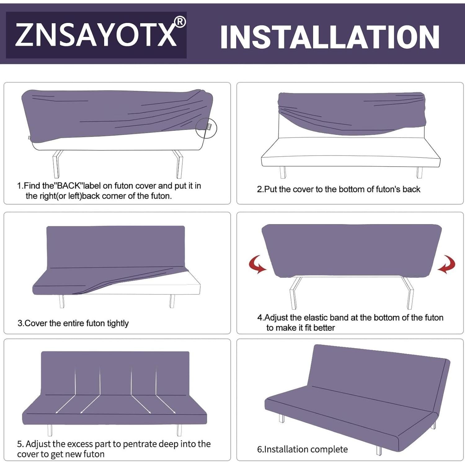 Funda de Futón ZNSAYOTX Ajustable 170-210cm Negro Antideslizante