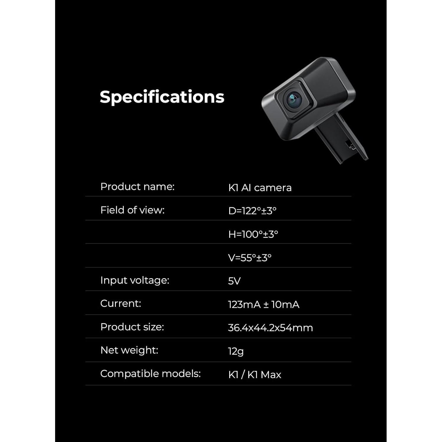 Cámara AI Creality K1 para impresora 3D, instalación fácil