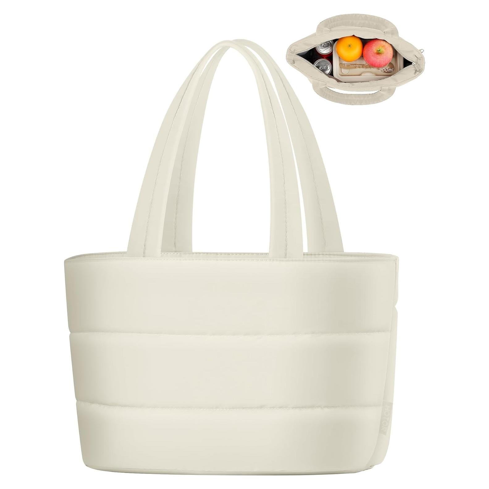 Bolsa de Almuerzo Aislada HOTOR para Mujeres Beige 8.5L