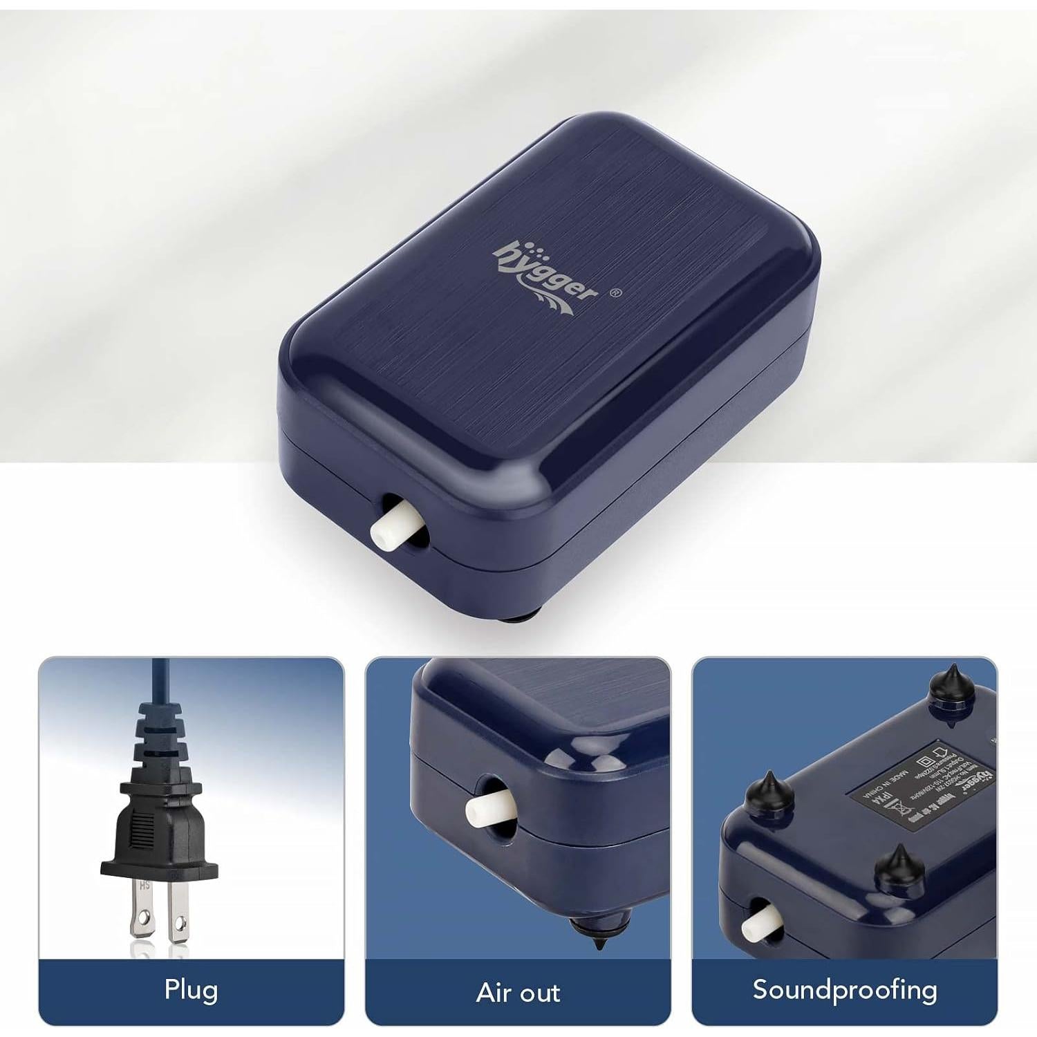 Bomba de aire para acuario Hygger 2W, silenciosa y compacta