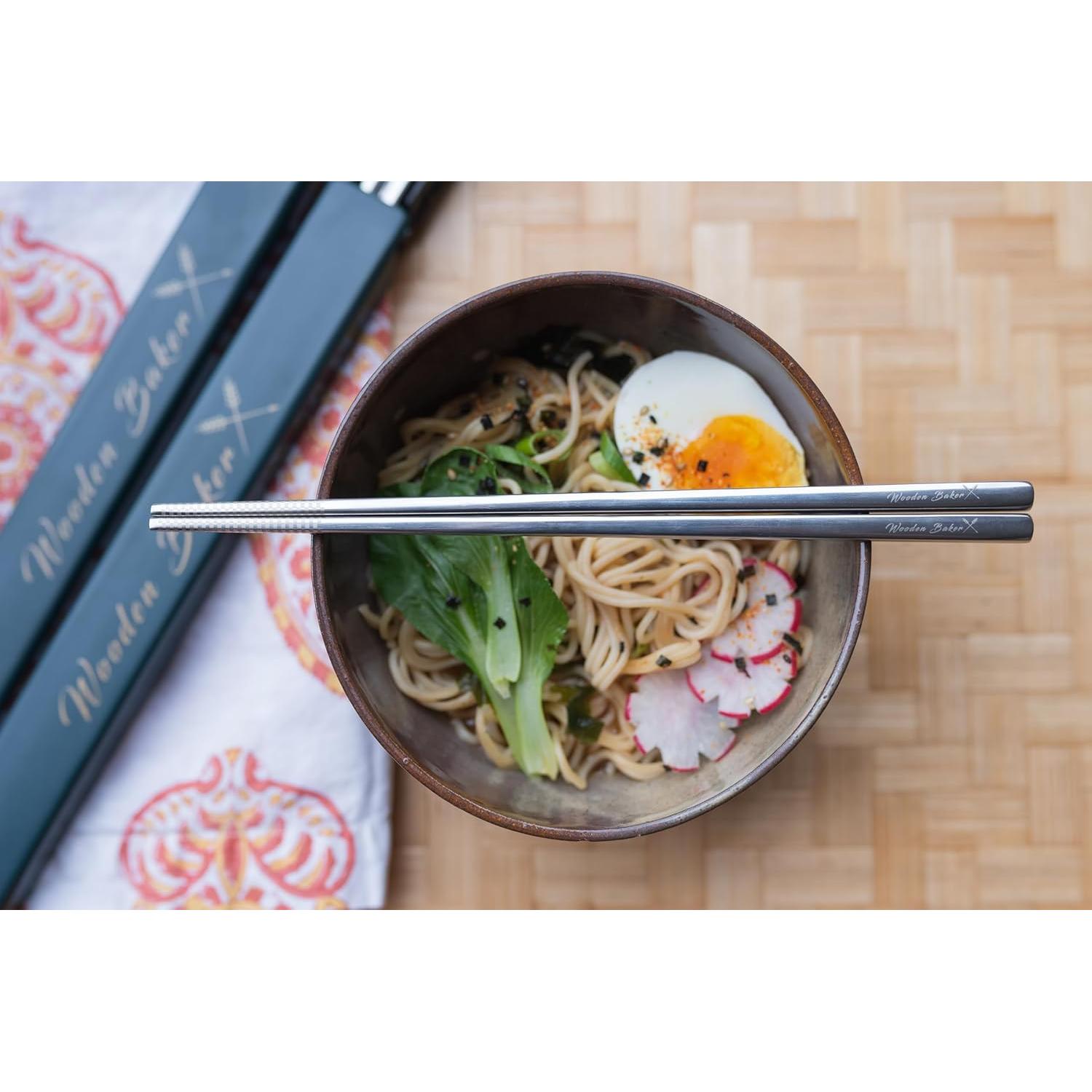 Palillos de Acero Inoxidable 316 Wooden Baker con Estuche 21cm