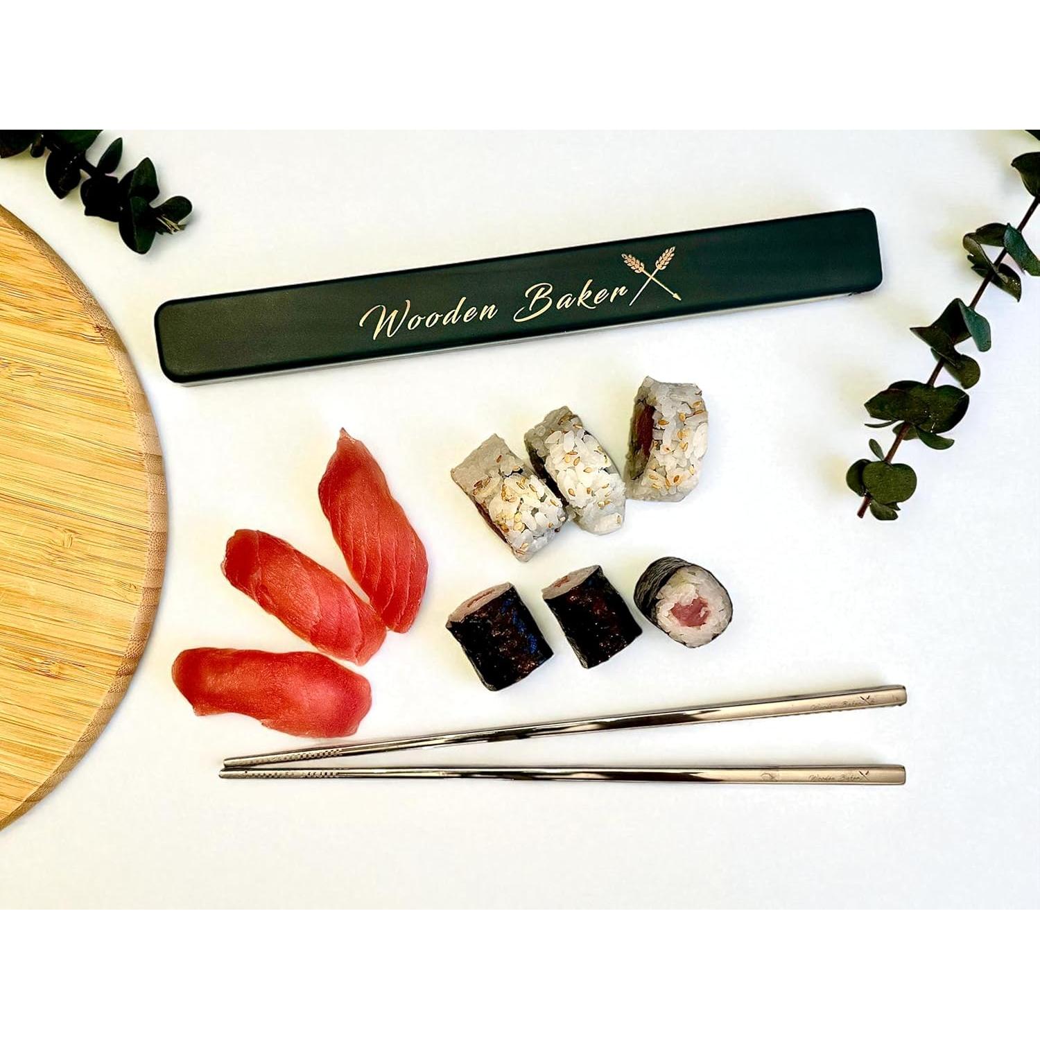 Palillos de Acero Inoxidable 316 Wooden Baker con Estuche 21cm