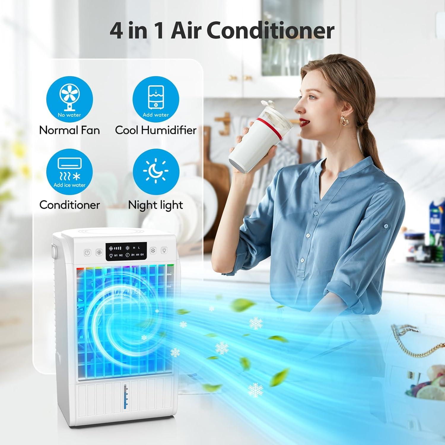 Aire Acondicionado Portátil JYewroom 4-en-1 Blanco 1500ml