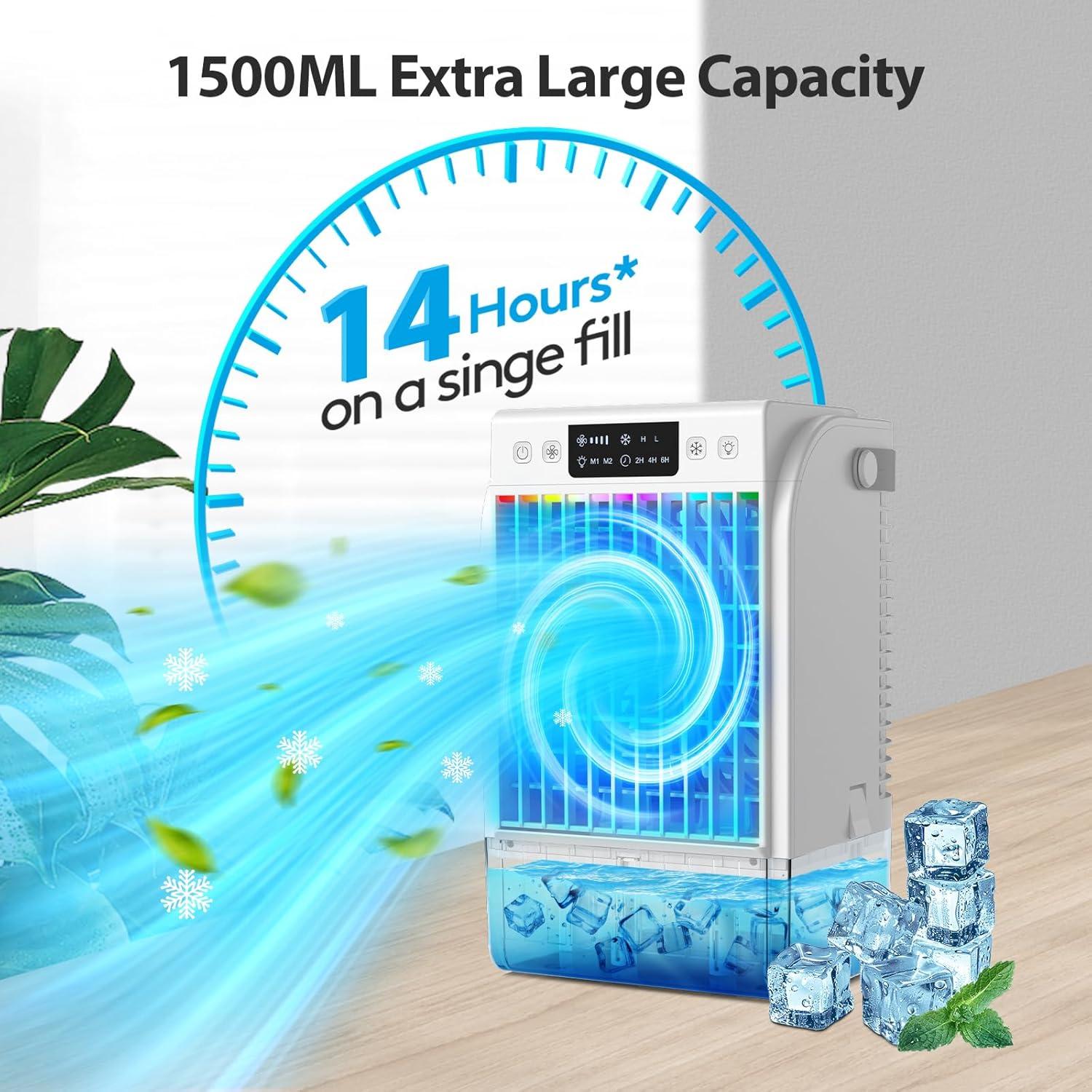 Aire Acondicionado Portátil JYewroom 4-en-1 Blanco 1500ml