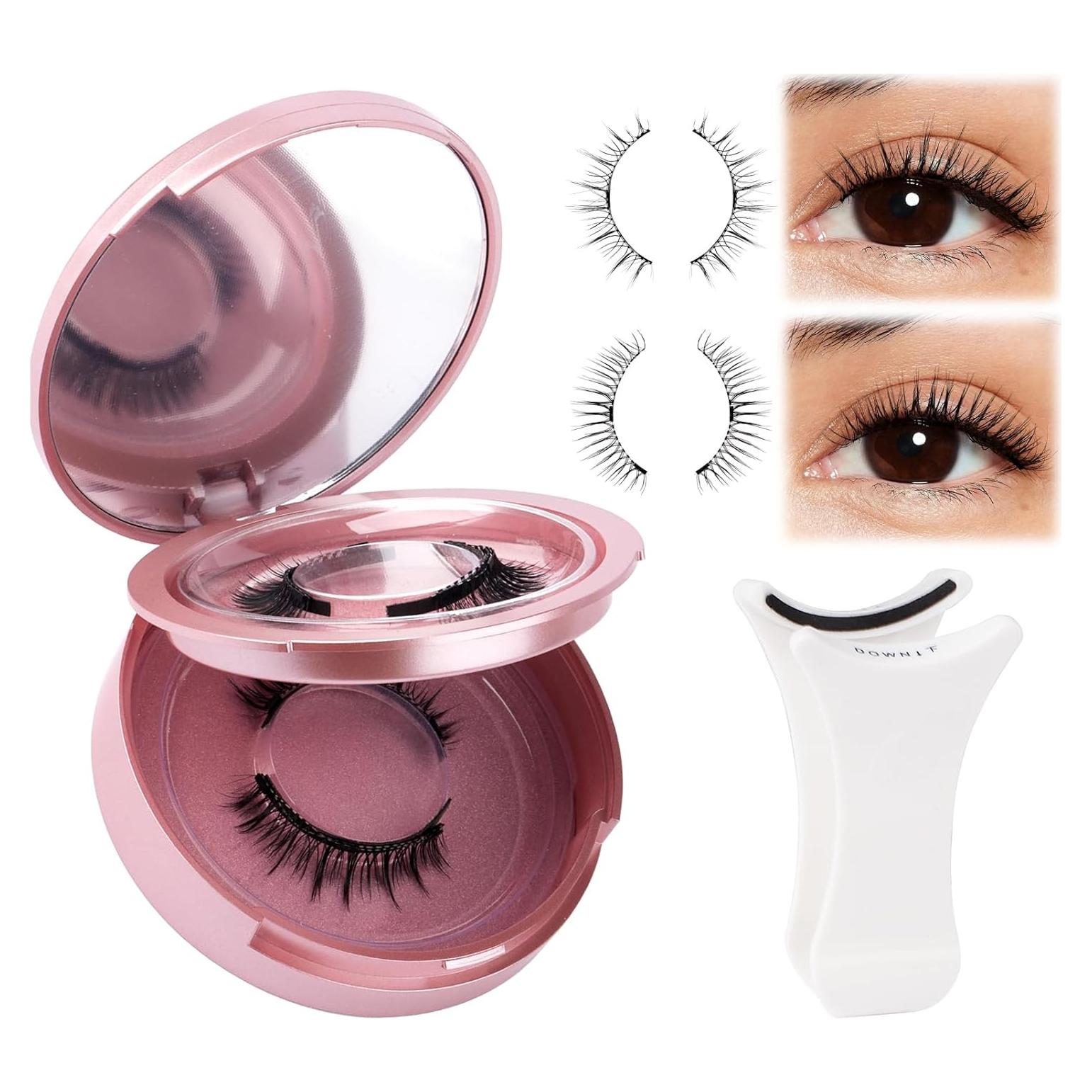 Magnetic Eyelashes Natural Look Magnetic Lashes with Applicator Reusable Eyelashes No Glue and No Eyeliner Needed 2 Pairs(YJ079+B01)