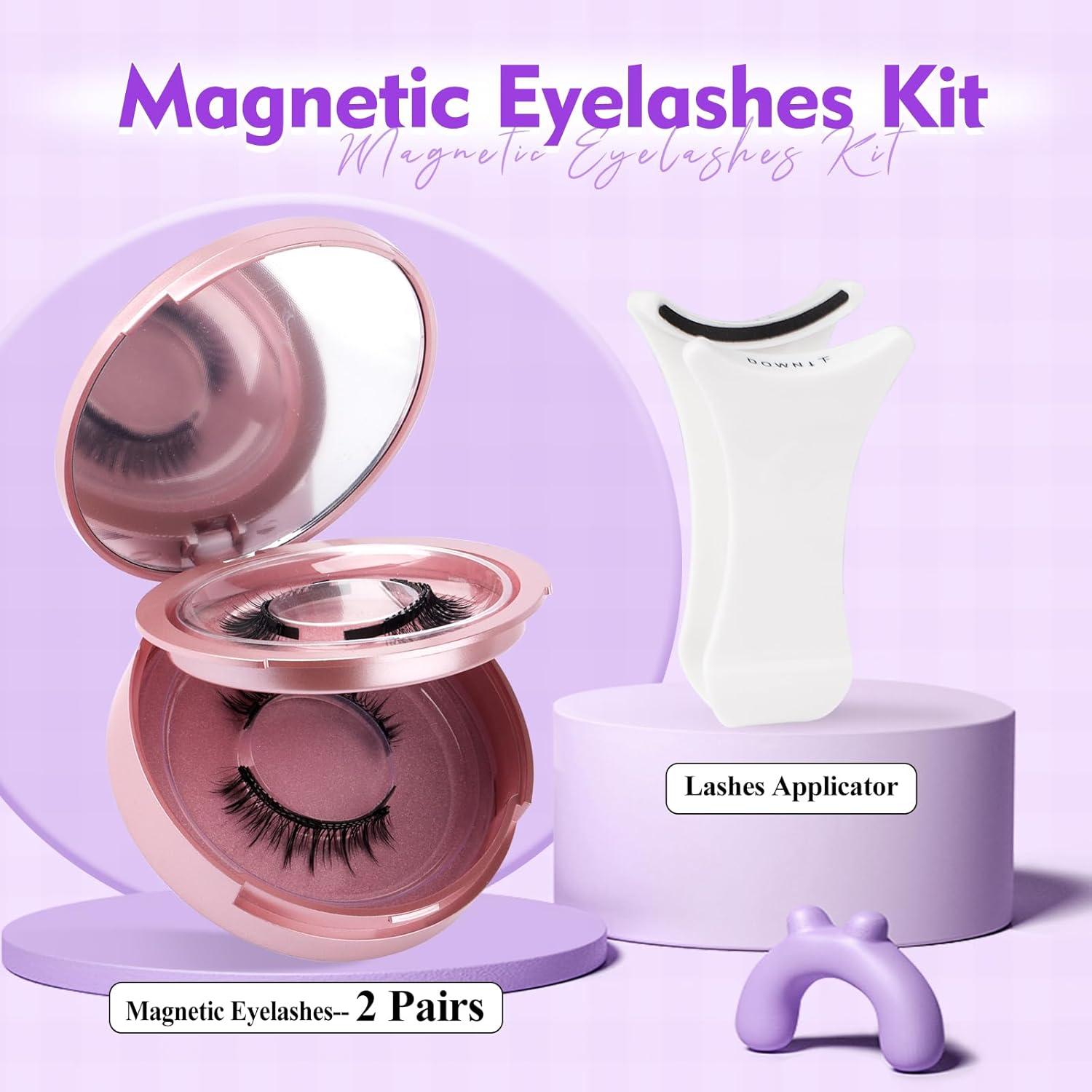 Magnetic Eyelashes Natural Look Magnetic Lashes with Applicator Reusable Eyelashes No Glue and No Eyeliner Needed 2 Pairs(YJ079+B01)