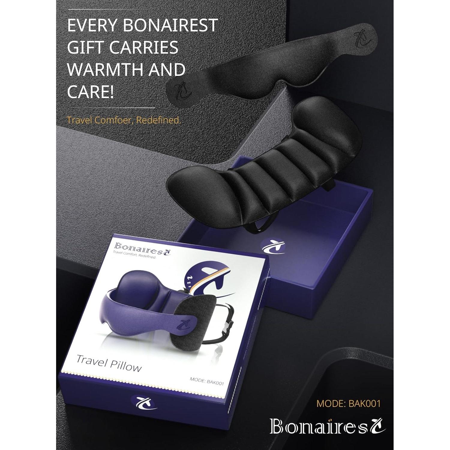 Almohada de Viaje Bonairest con Máscara de Ojos 3D - Soporte 360°