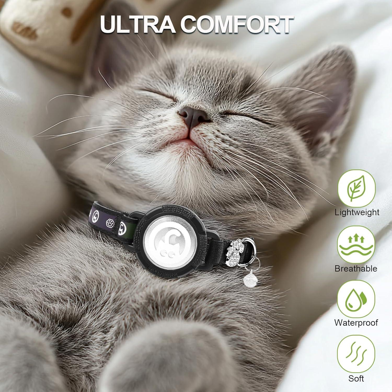 Collar para Gato Airtag Palamede Negro XS 19-23 cm Impermeable