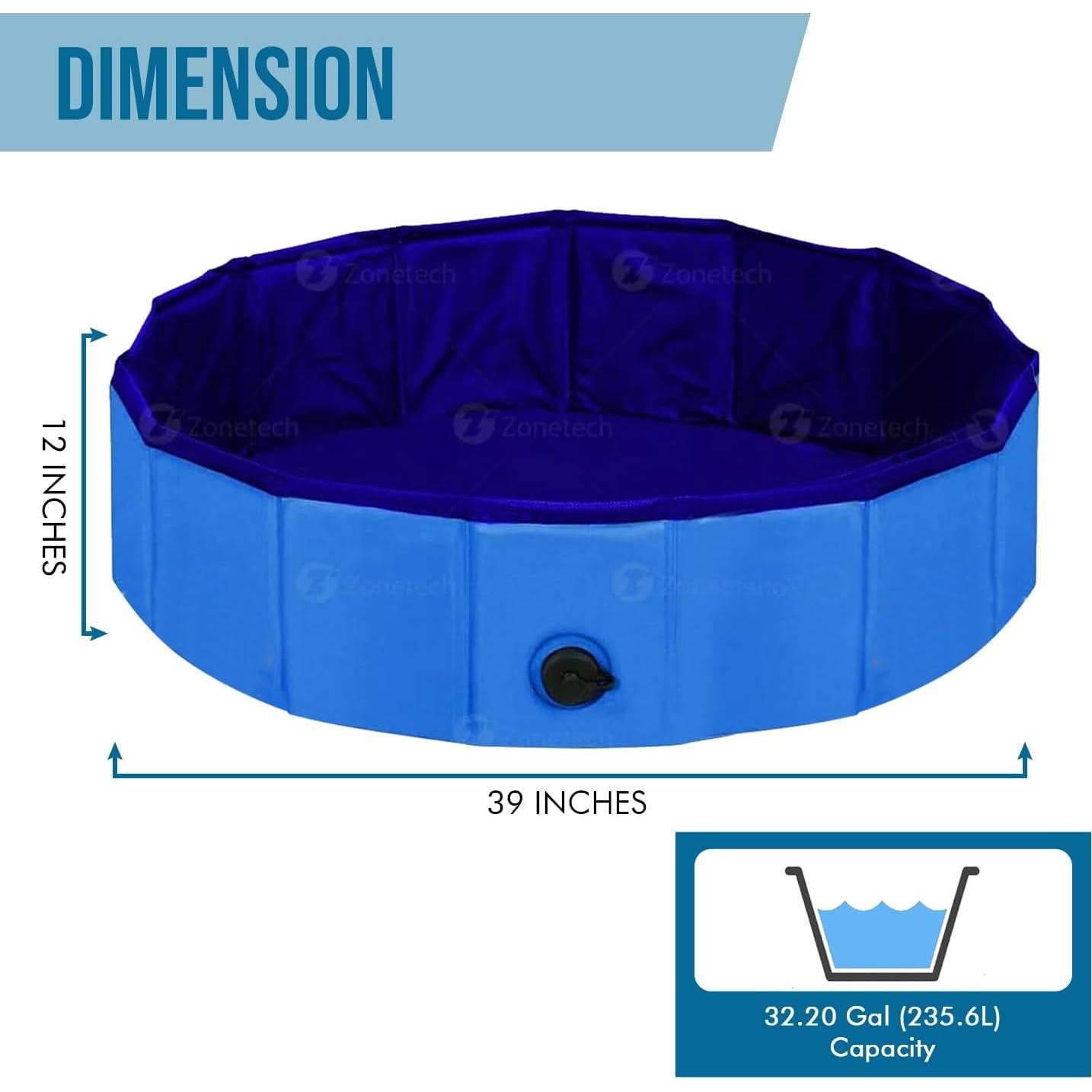 Piscina Plegable ZONETECH 235.9L Antideslizante para Niños