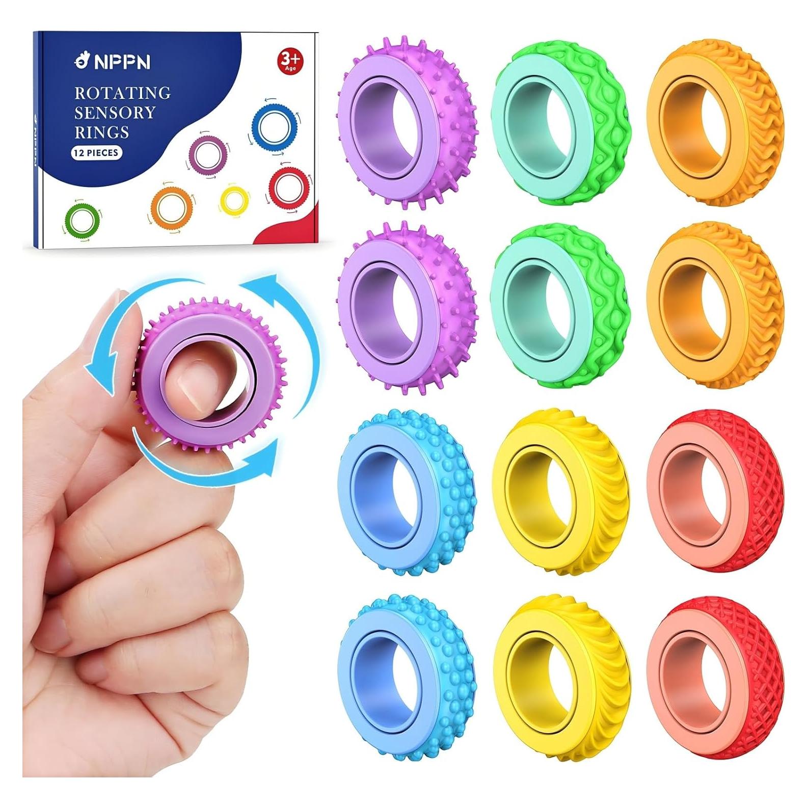 Anillos Fidget Sensory NPPN - 12 Pcs para Alivio de Ansiedad