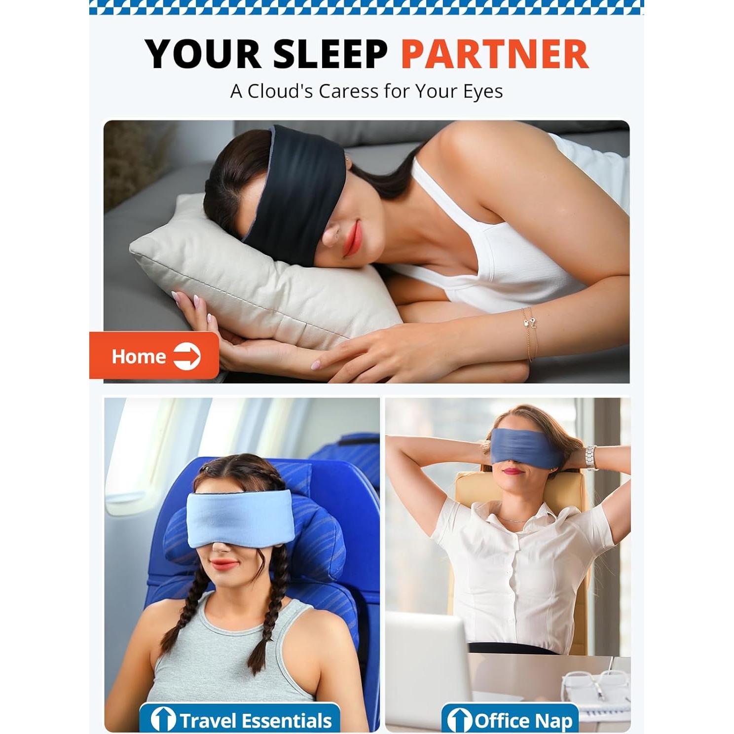 Máscara para dormir SARISUN negra con correa ajustable y suave