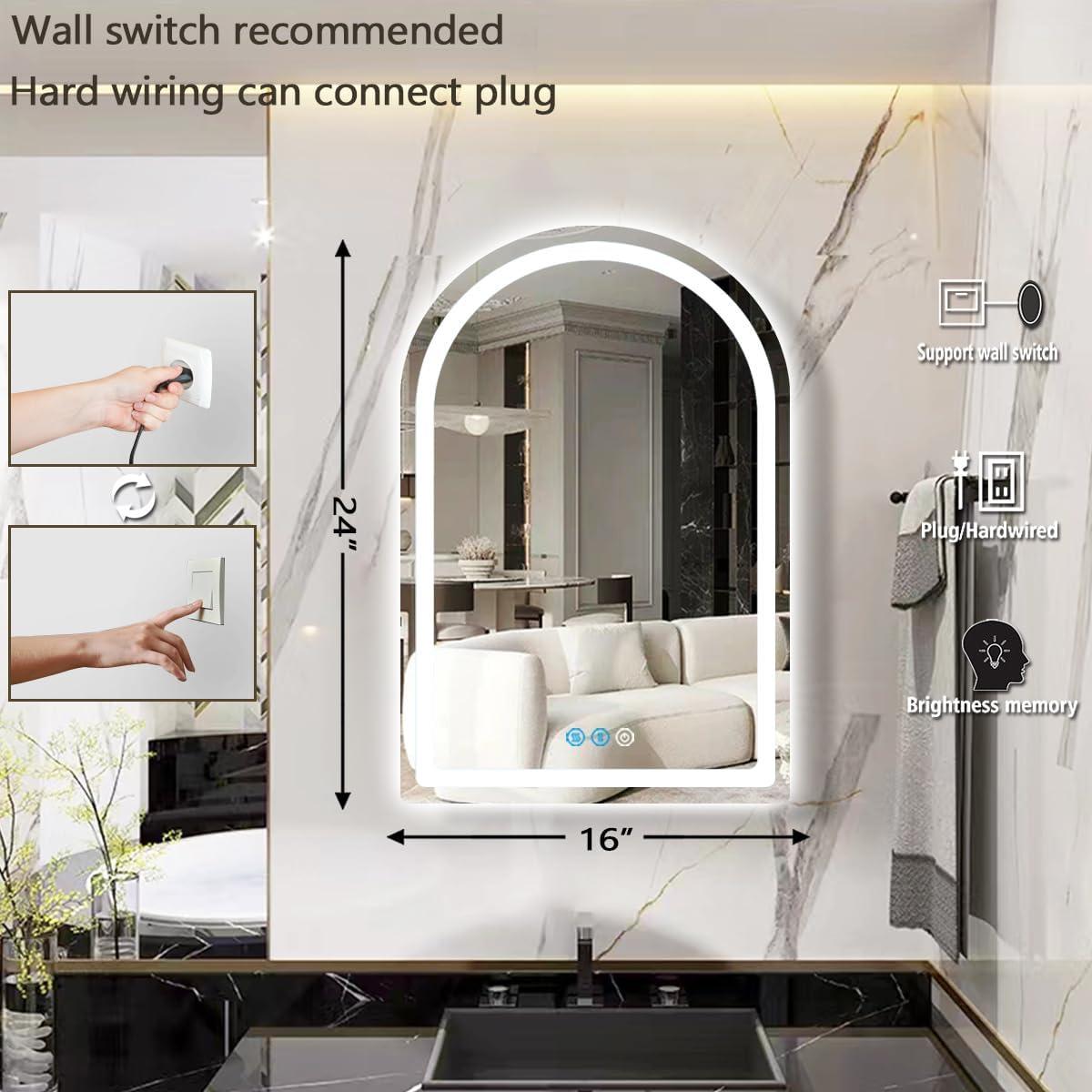 Espejo LED Arqueado THEKLA 60.96x40.64 cm Luz Ajustable