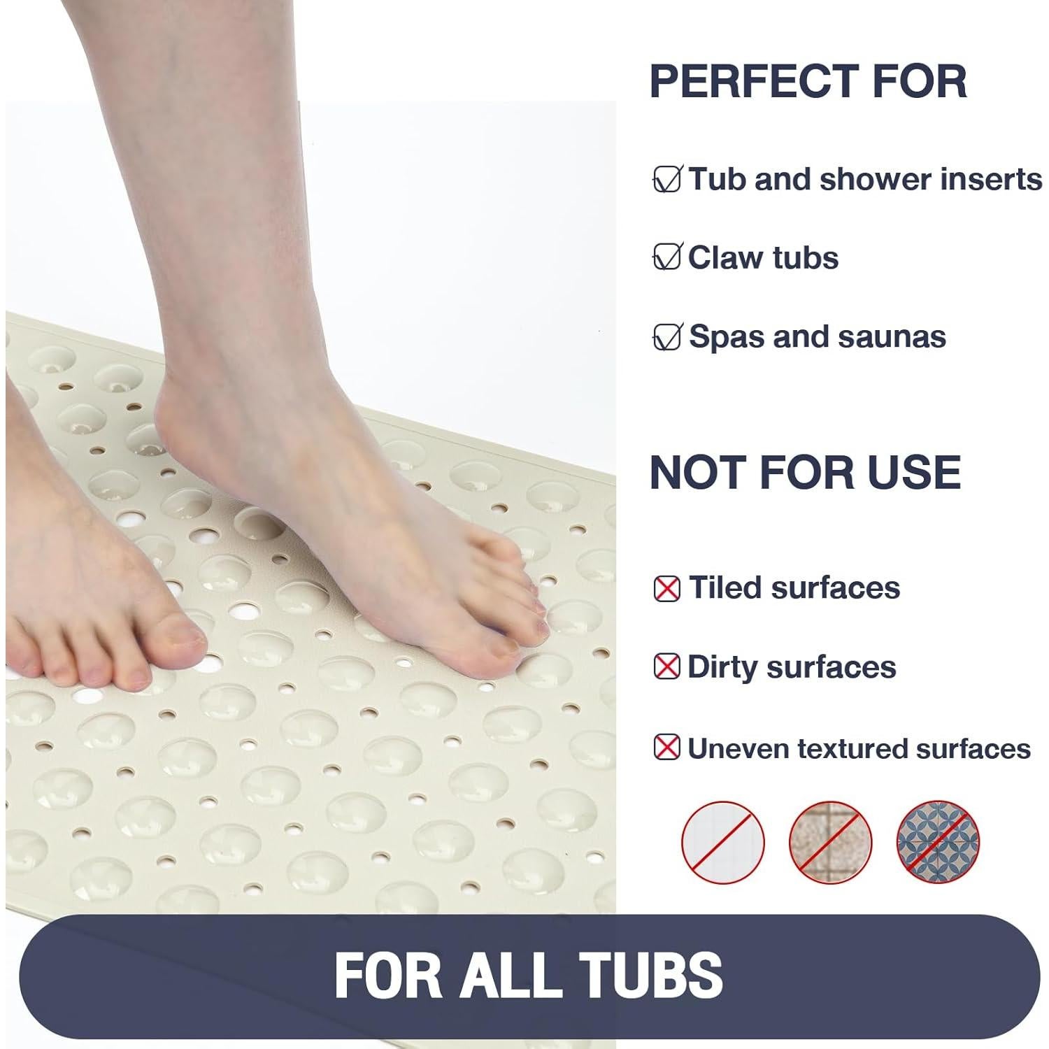 Alfombrilla de Baño Antideslizante Naoloture Beige 101.6x40.6cm