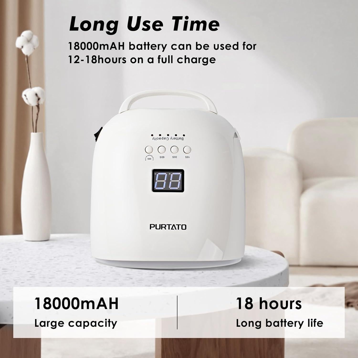 Lámpara de Uñas UV LED Recargable PURTATO JC-22 18000mAh