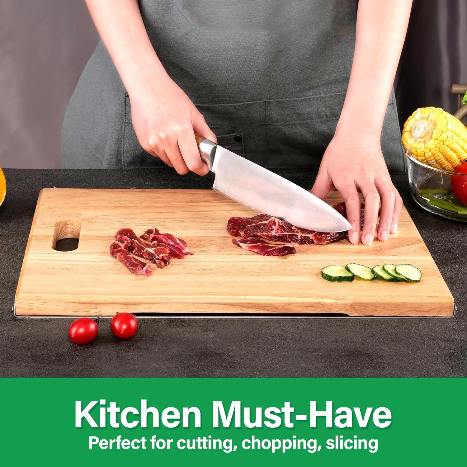 Tabla de Cortar de Madera de Caucho TJ POP 40x30cm Multifuncional