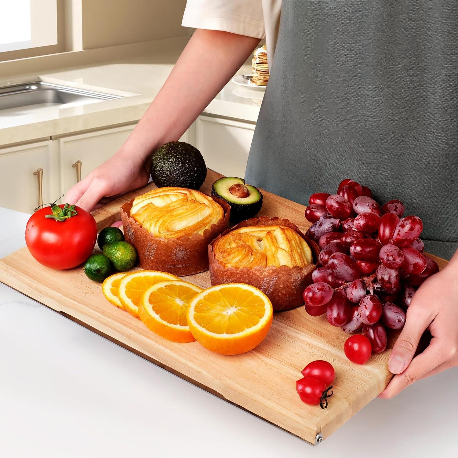 Tabla de Cortar de Madera de Caucho TJ POP 40x30cm Multifuncional