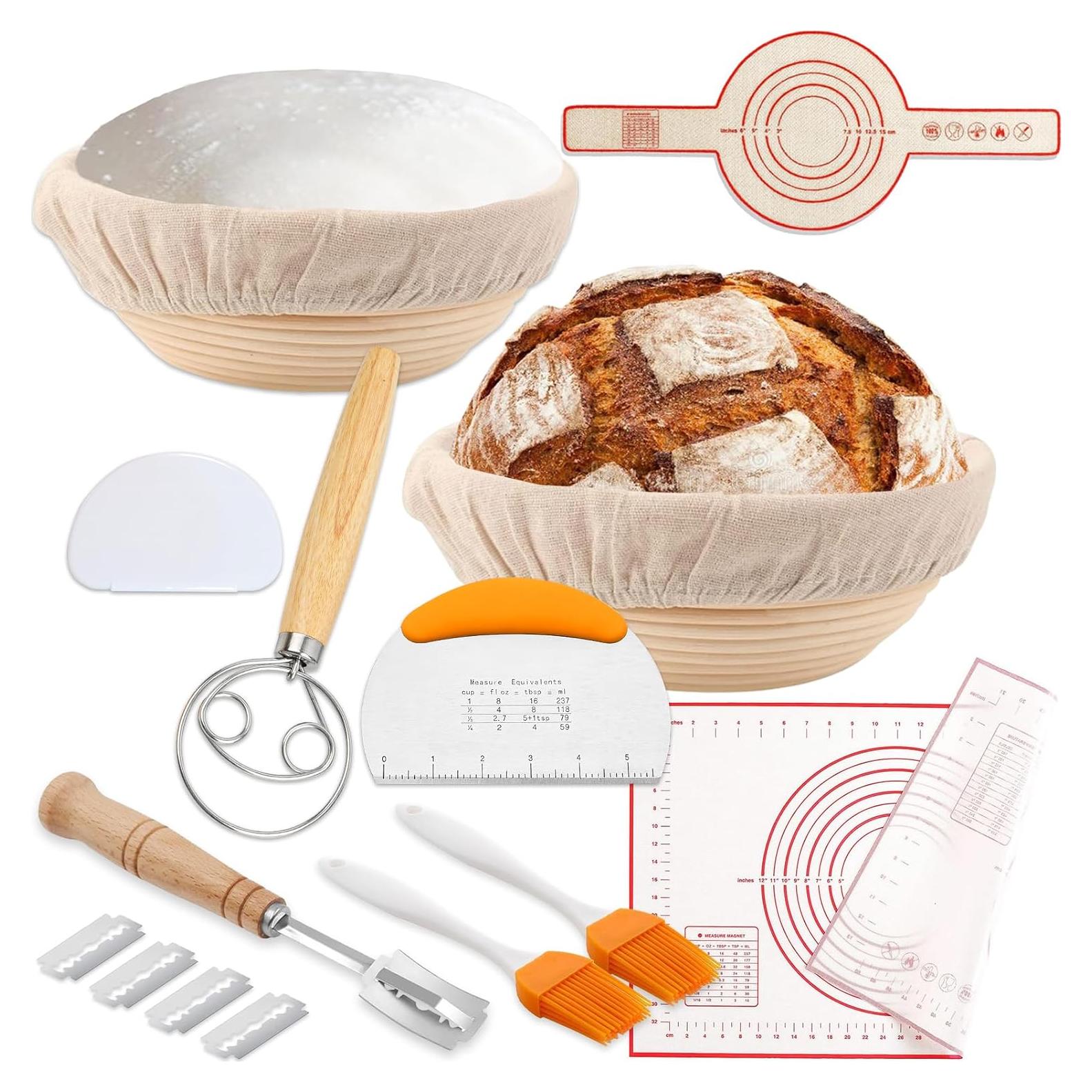 Juego de Cestas de Prueba de Pan KOAKOMI 2PCS 23cm con Accesorios