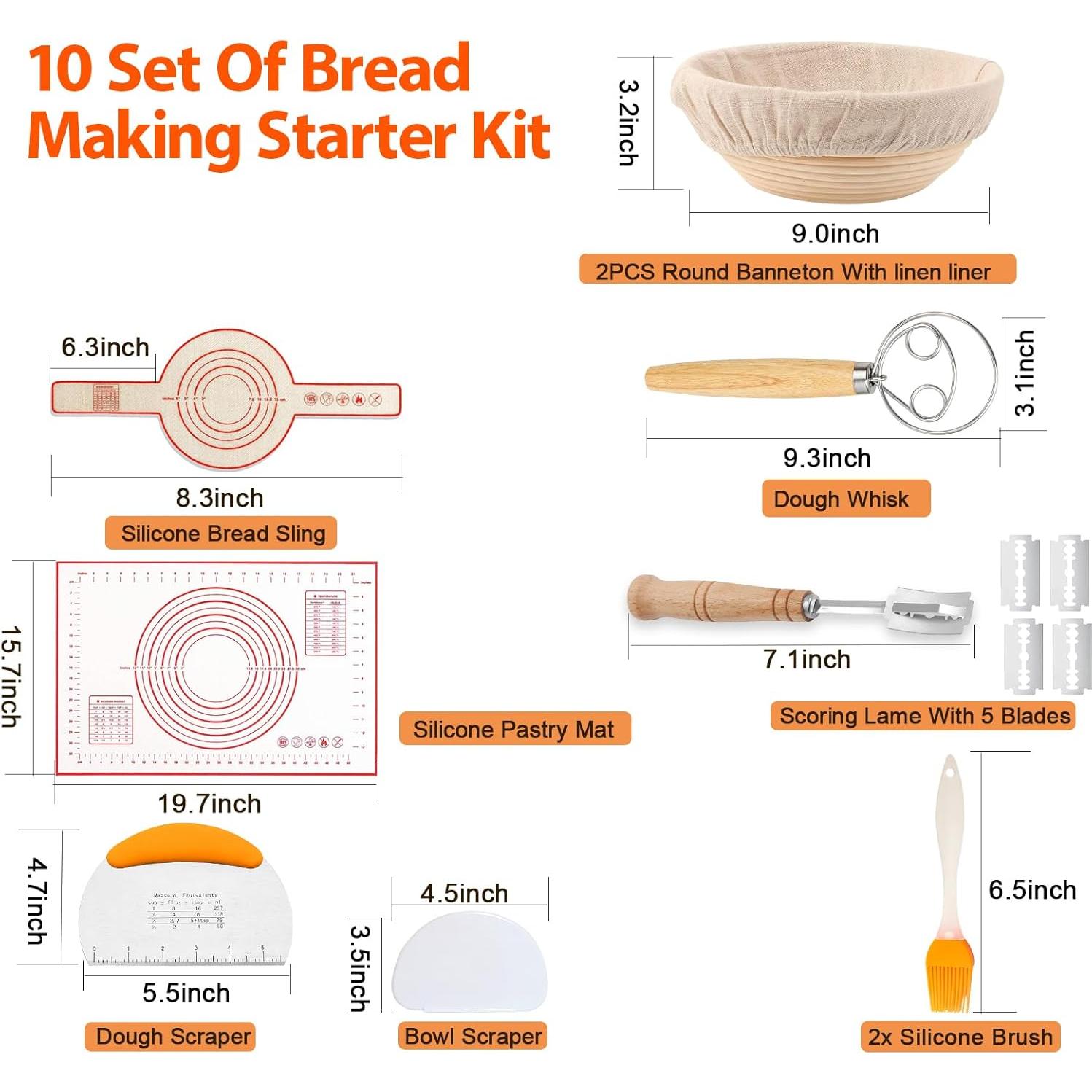 Juego de Cestas de Prueba de Pan KOAKOMI 2PCS 23cm con Accesorios