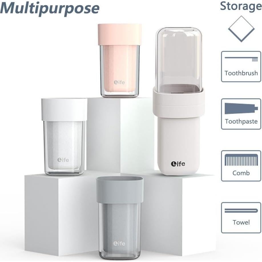 Estuche de Cepillo de Dientes de Viaje Dotbengc Gris 2 en 1