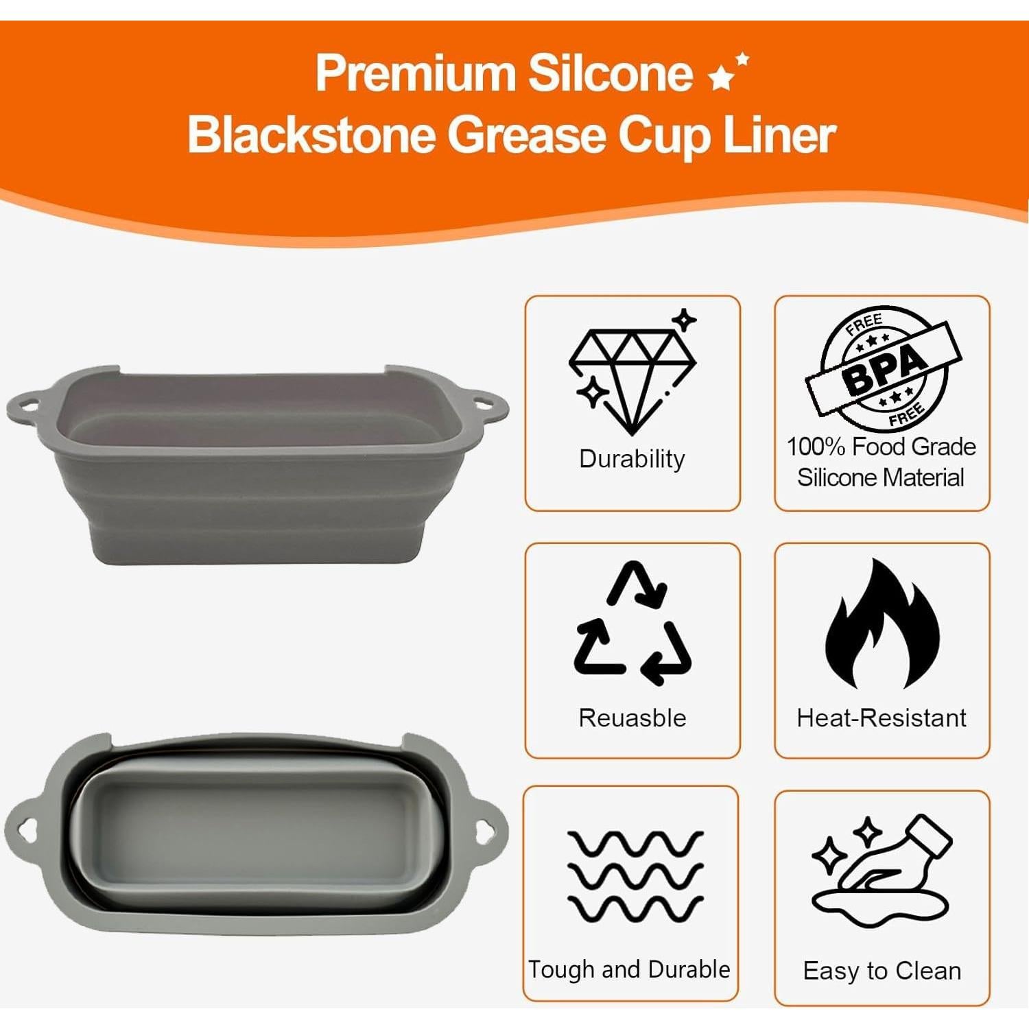 Forros de Silicona Reutilizables para Tazas de Grasa Blackstone - 2 Piezas