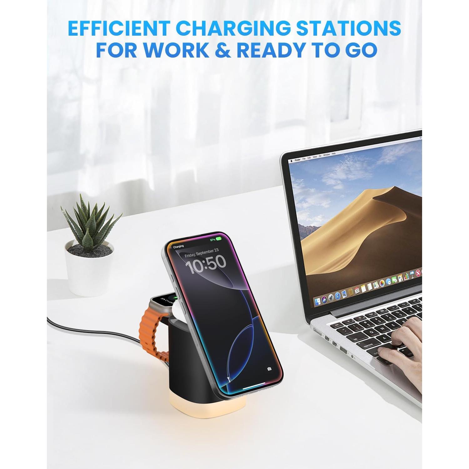 Cargador Inalámbrico 3 en 1 JoyGeek MagSafe para iPhone 12-16