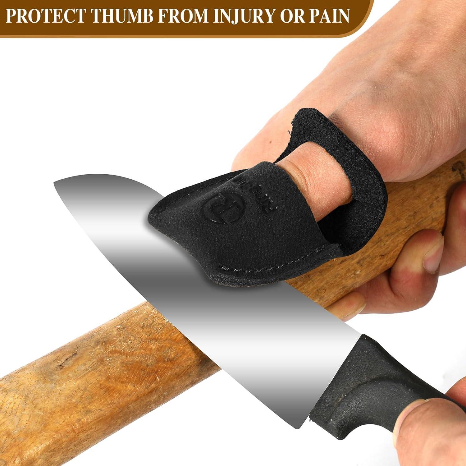 Protector de Pulgar RingSun de Cuero para Tallado en Madera