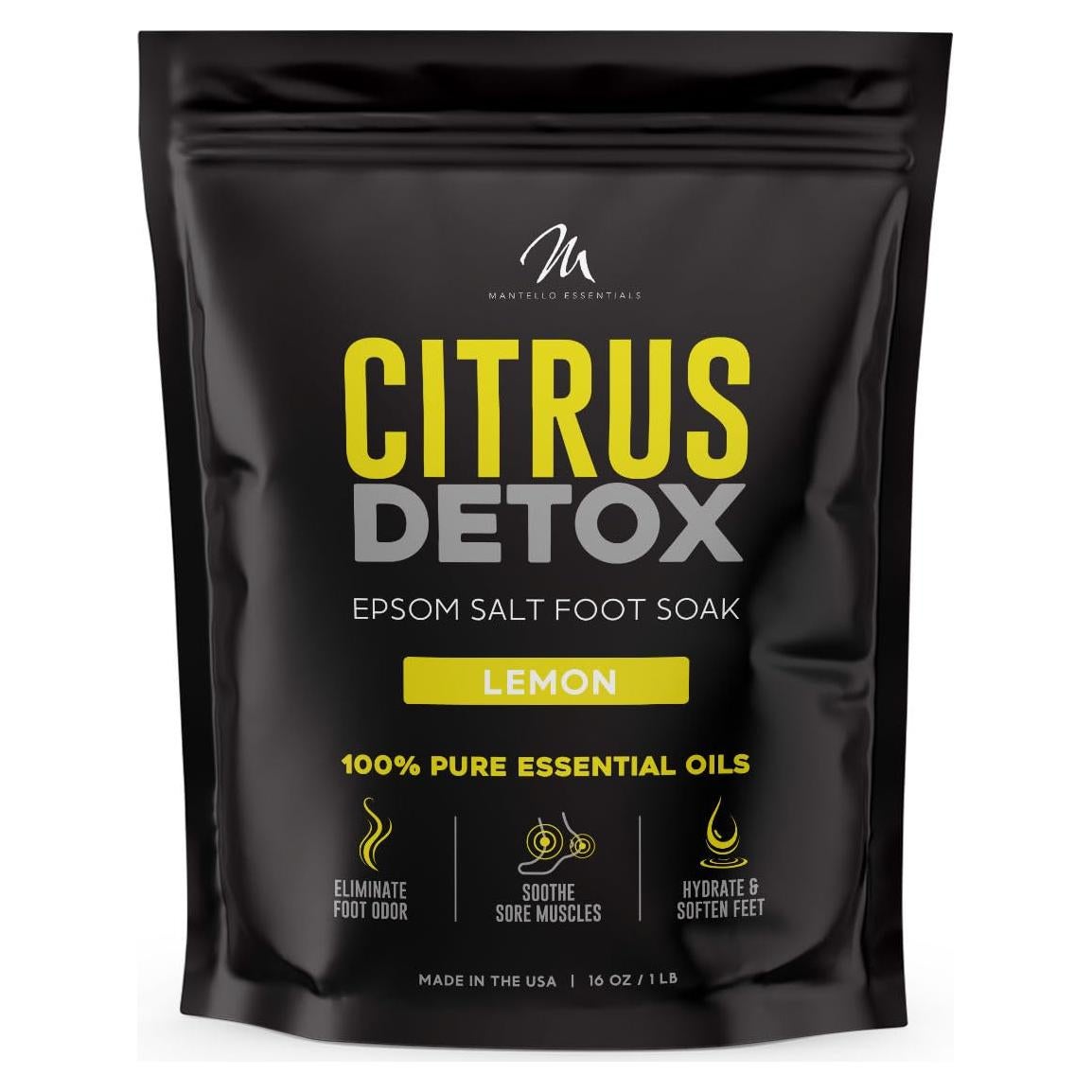 Baño de Pies Detox Cítrico Mantello - 0.45 kg - Sales de Epsom
