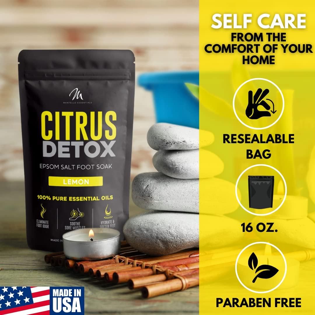 Baño de Pies Detox Cítrico Mantello - 0.45 kg - Sales de Epsom