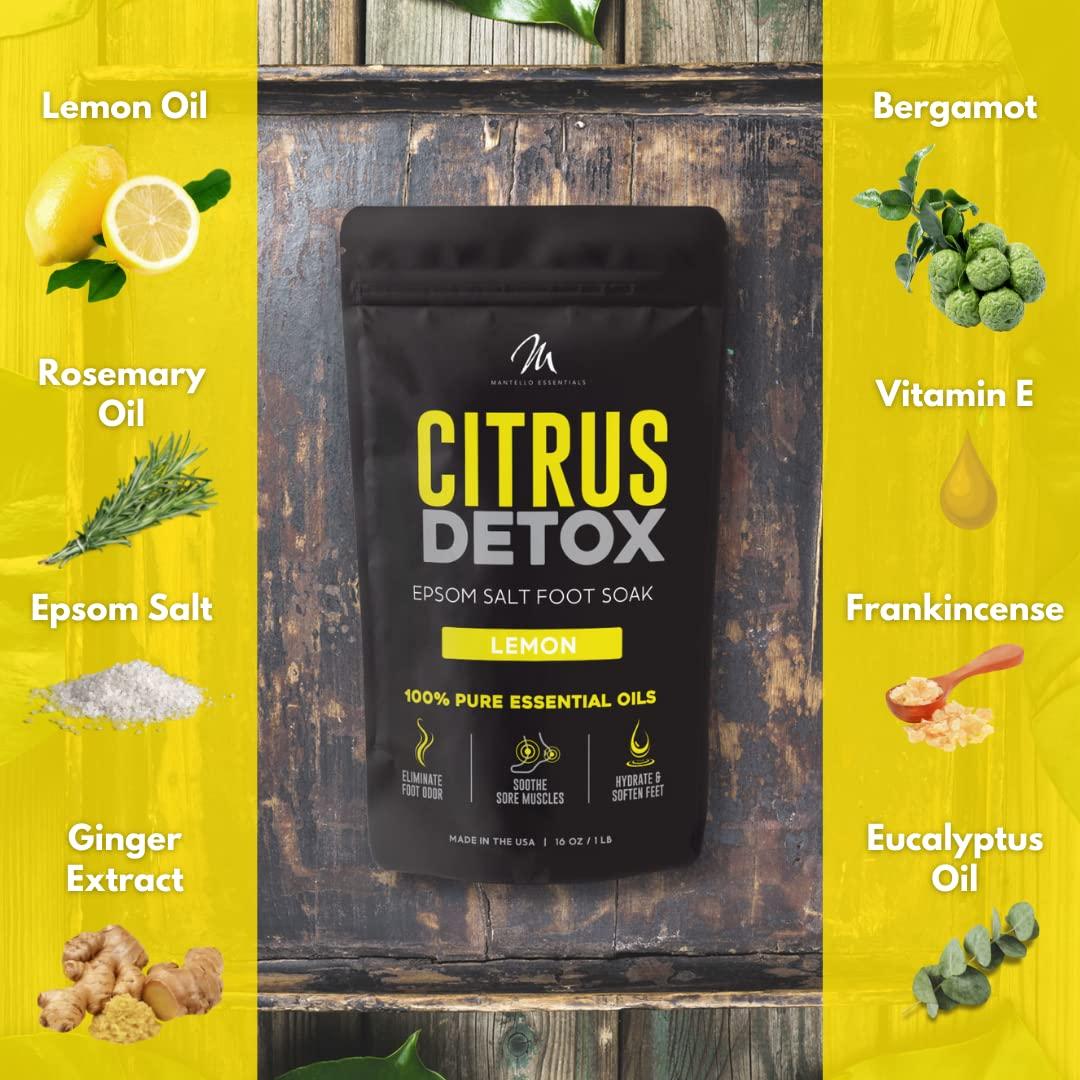 Baño de Pies Detox Cítrico Mantello - 0.45 kg - Sales de Epsom