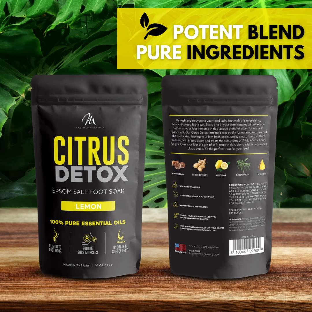 Baño de Pies Detox Cítrico Mantello - 0.45 kg - Sales de Epsom