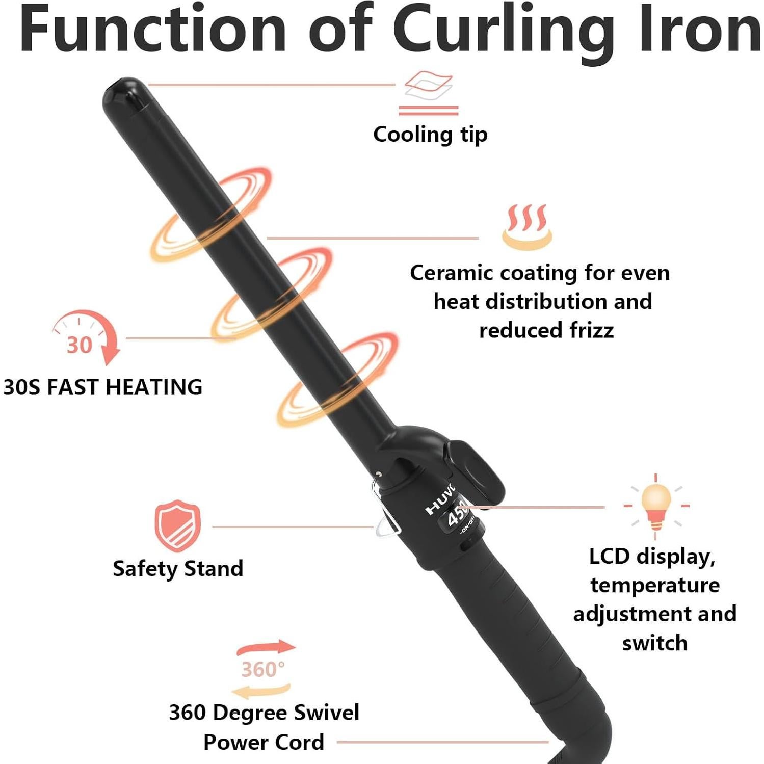 Plancha de Rizar Cerámica HUVCY 1 Pulgada Ajustable 82-232°C